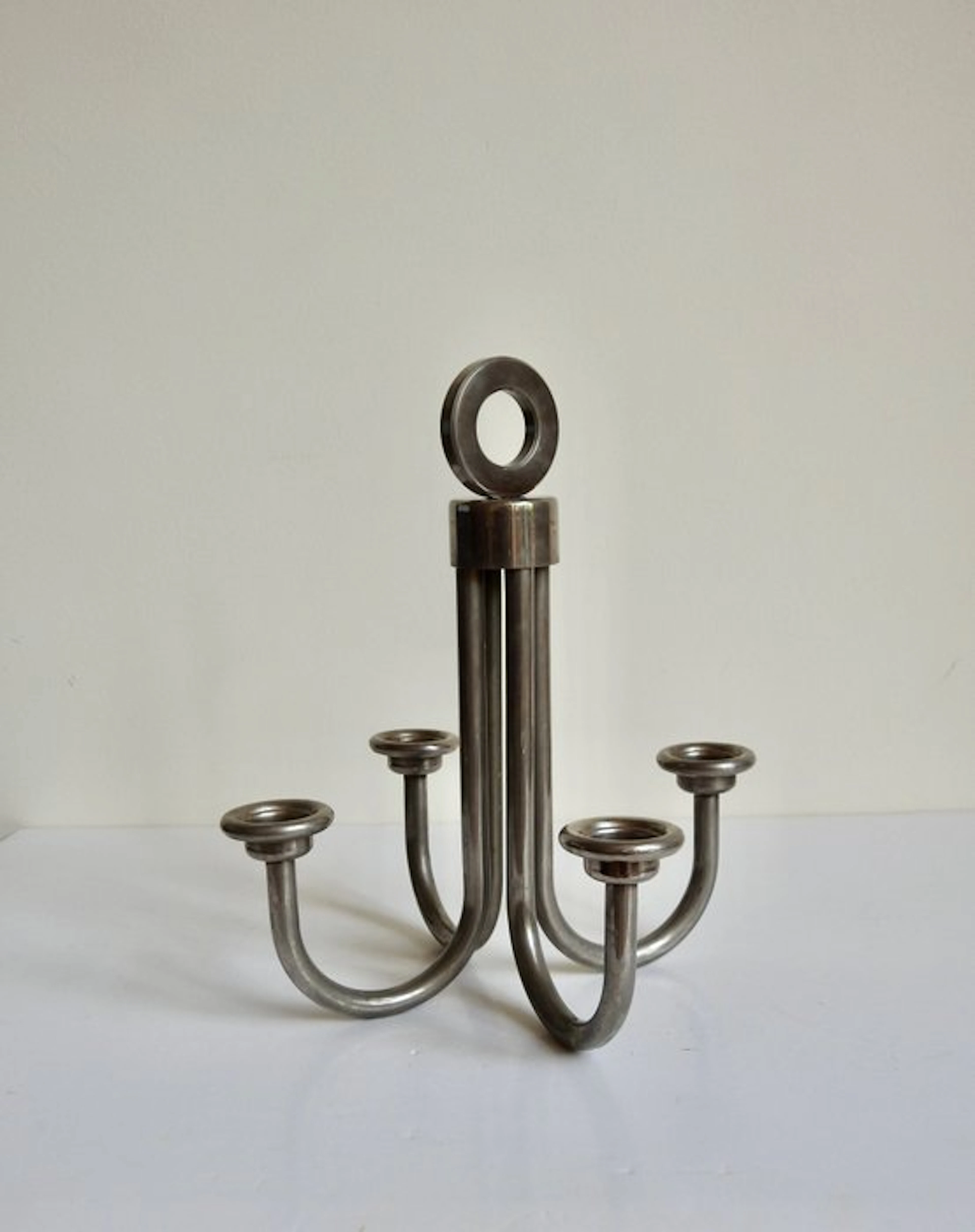 Candlestick - chromed metal - candlestick candelabra