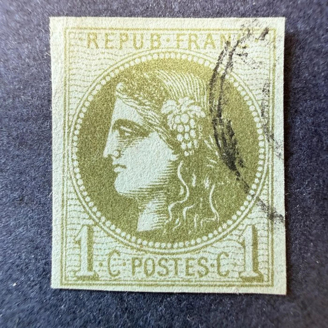France - Yvert 39C 'Bordeaux 1c olive' cancelled. Very good.