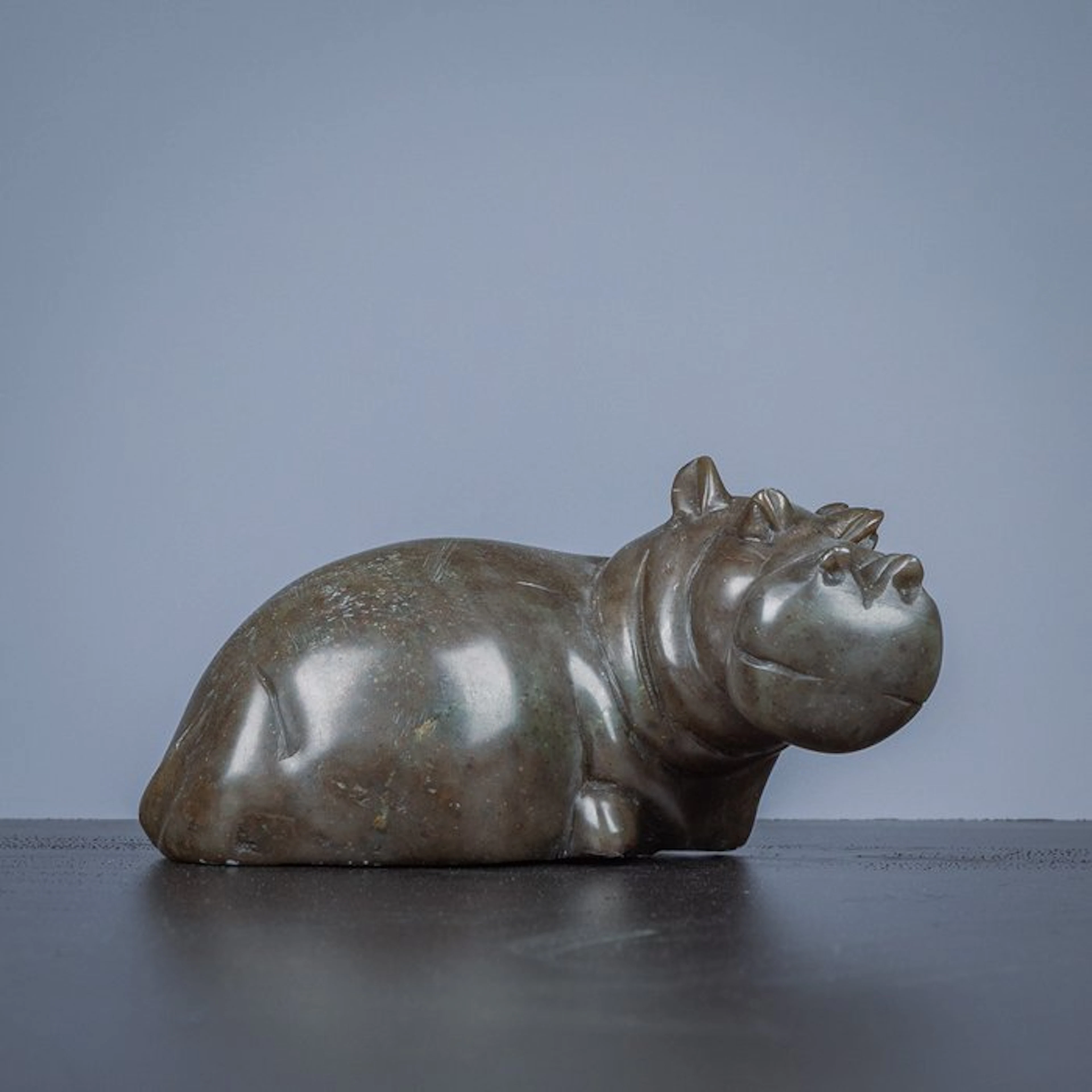 Figurine - Nijlpaard - Serpentine stone