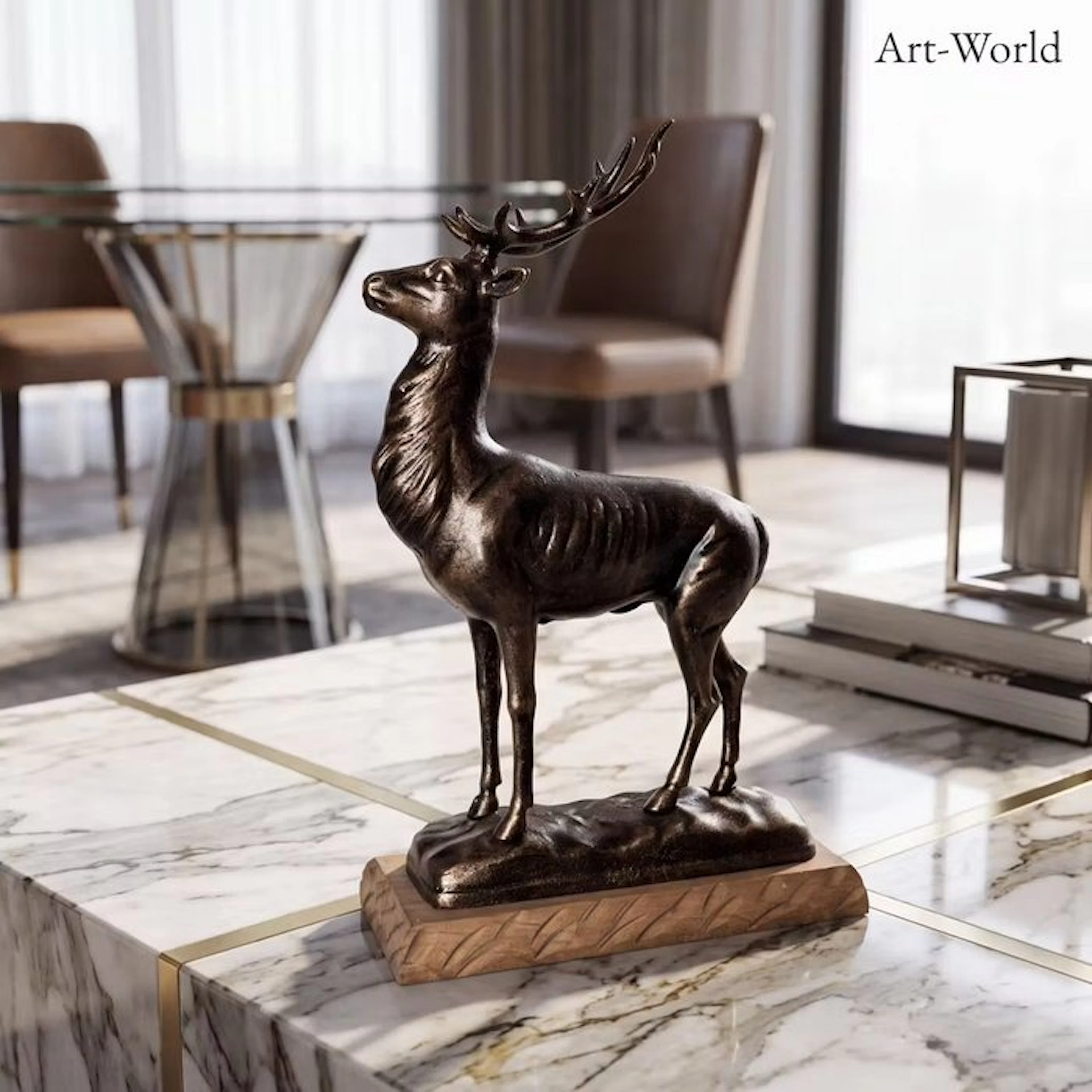 Statue, Hert - 32 cm - cast iron