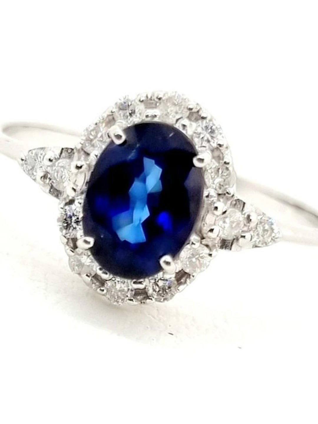 Ring - 18 kt. White gold Sapphire - Diamond