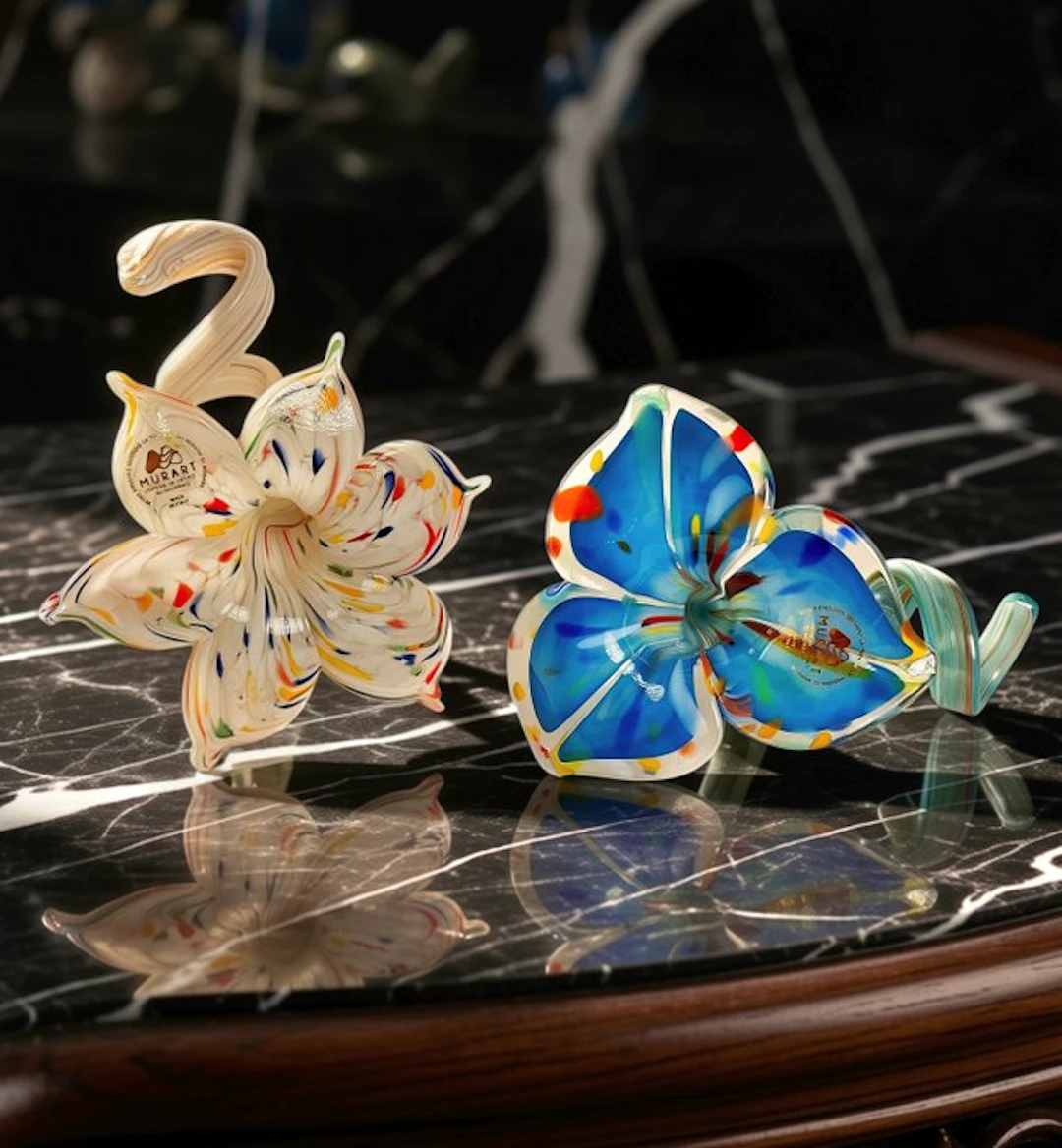MurArt - Centrepiece (2) - Murano glass - Floral candle holder