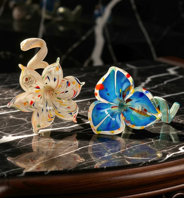 MurArt - Centrepiece (2) - Murano glass - Floral candle holder