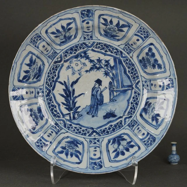 Wanli (1573-1619) - Ming Dynasty - Dish - Scholar in...