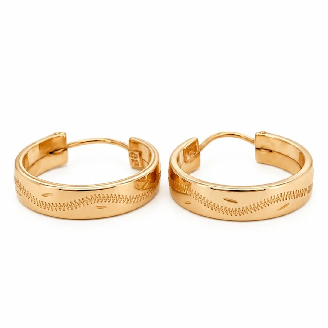 Earrings - 18 kt. Yellow gold - Made in Italy - Handmade
