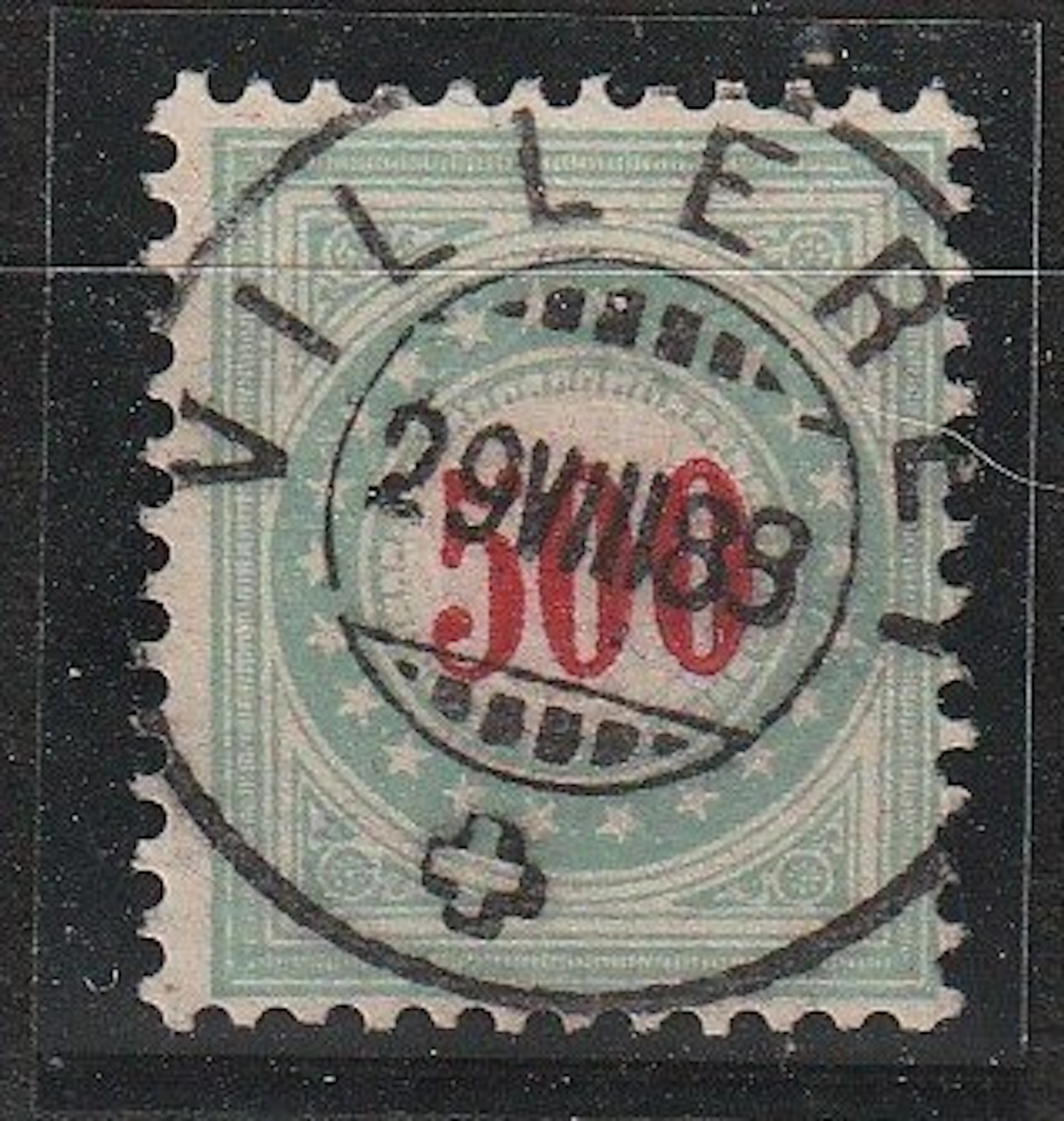 Switzerland 1883 - Postage stamp: highest value from the blue-green series.