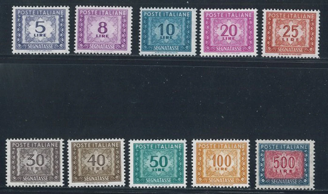 Italian Republic - Segnatasse fil. stelle, complete series no. 111/120.