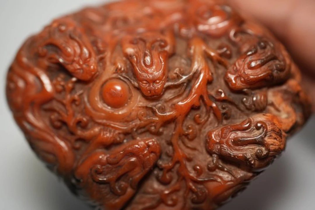 Qing Dynasty Imperial-Style Stone Seal Carved with Five Chi Dragons
