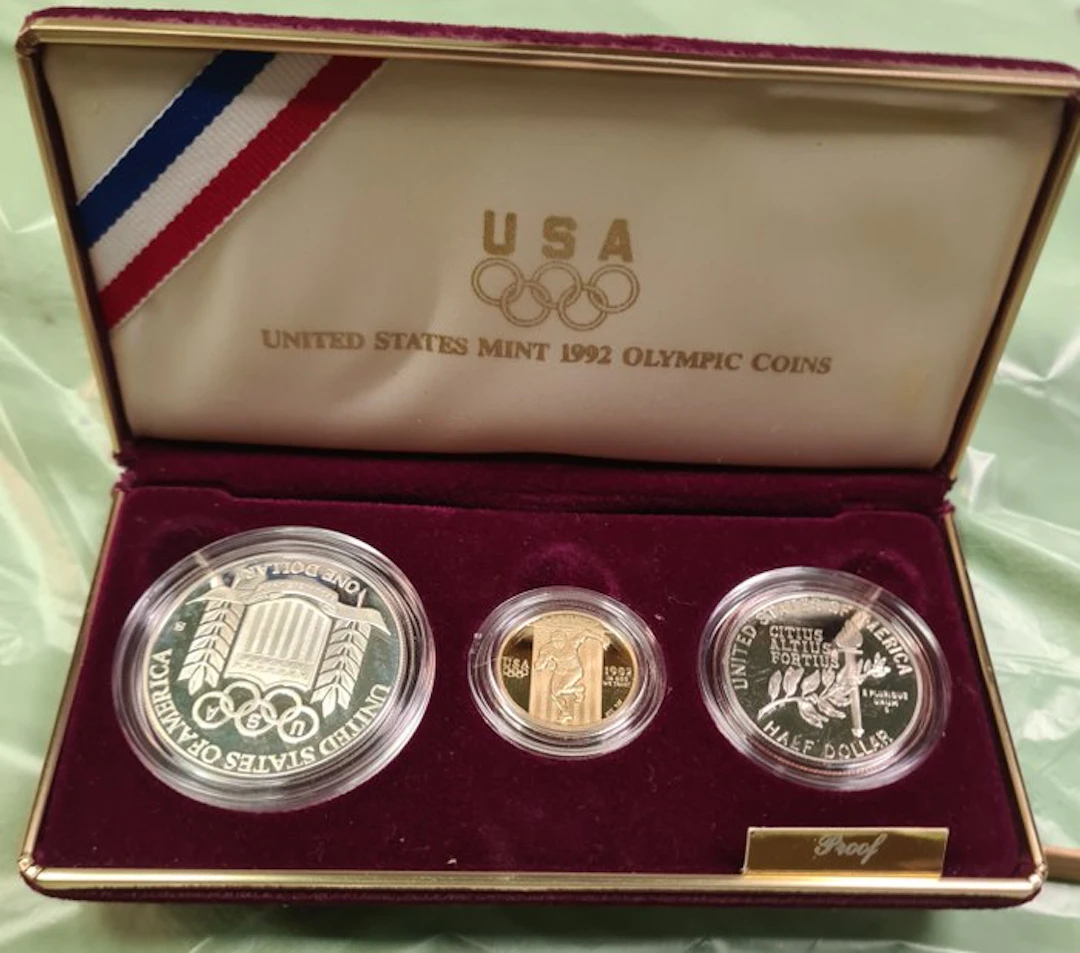 United States. 1/2, 1, 5 Dollars 1992, Olympic Proof set, 3 x Coins