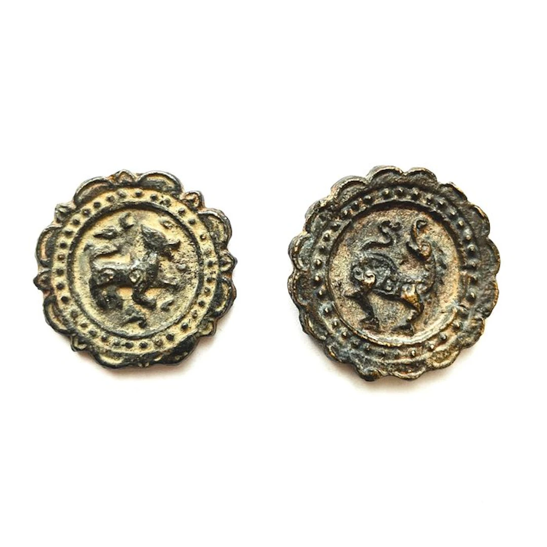 Ancient Siamese Metal Coins Bead - 27 mm