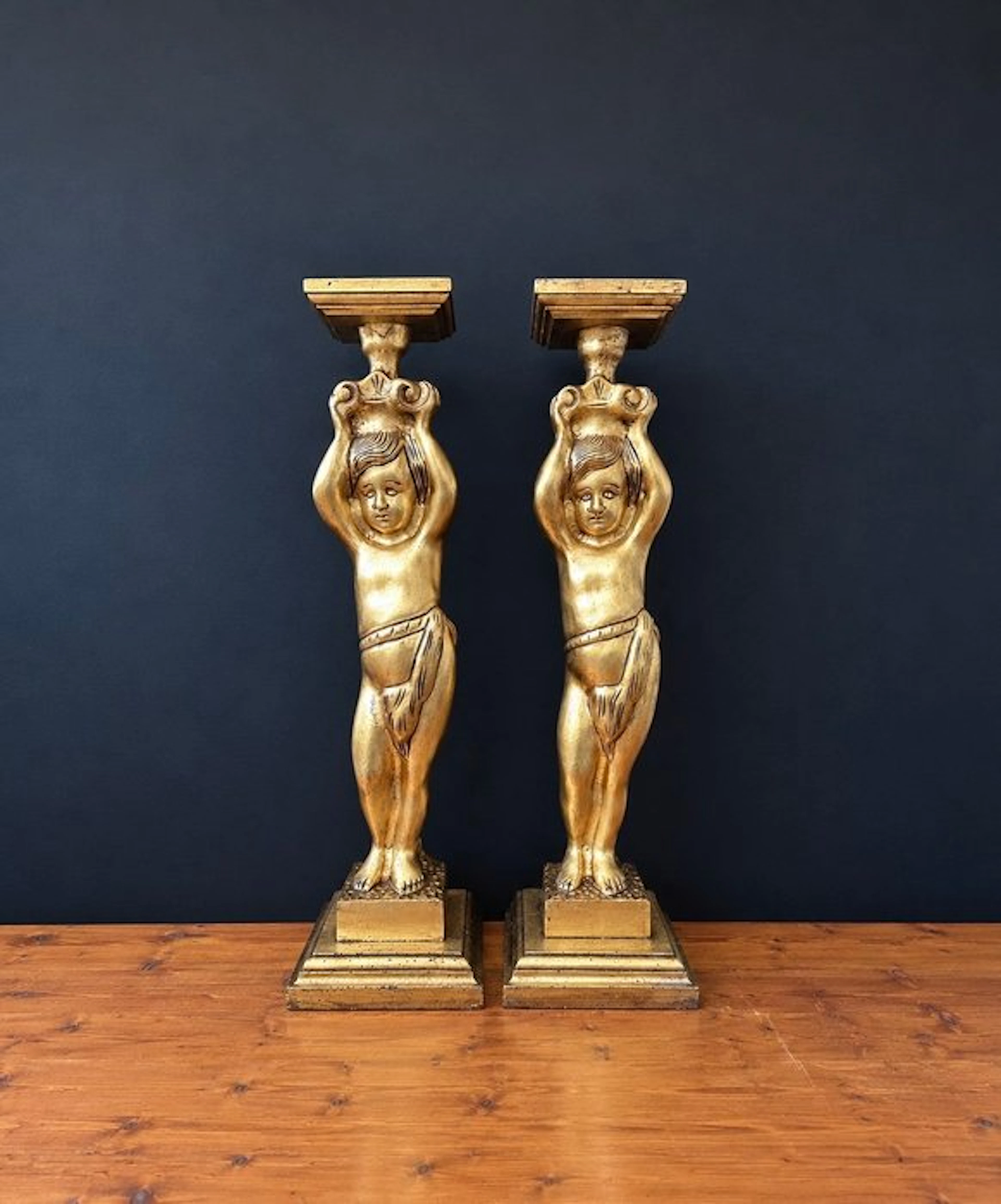 Column (2) - 1920-1930 - golden wooden caryatids