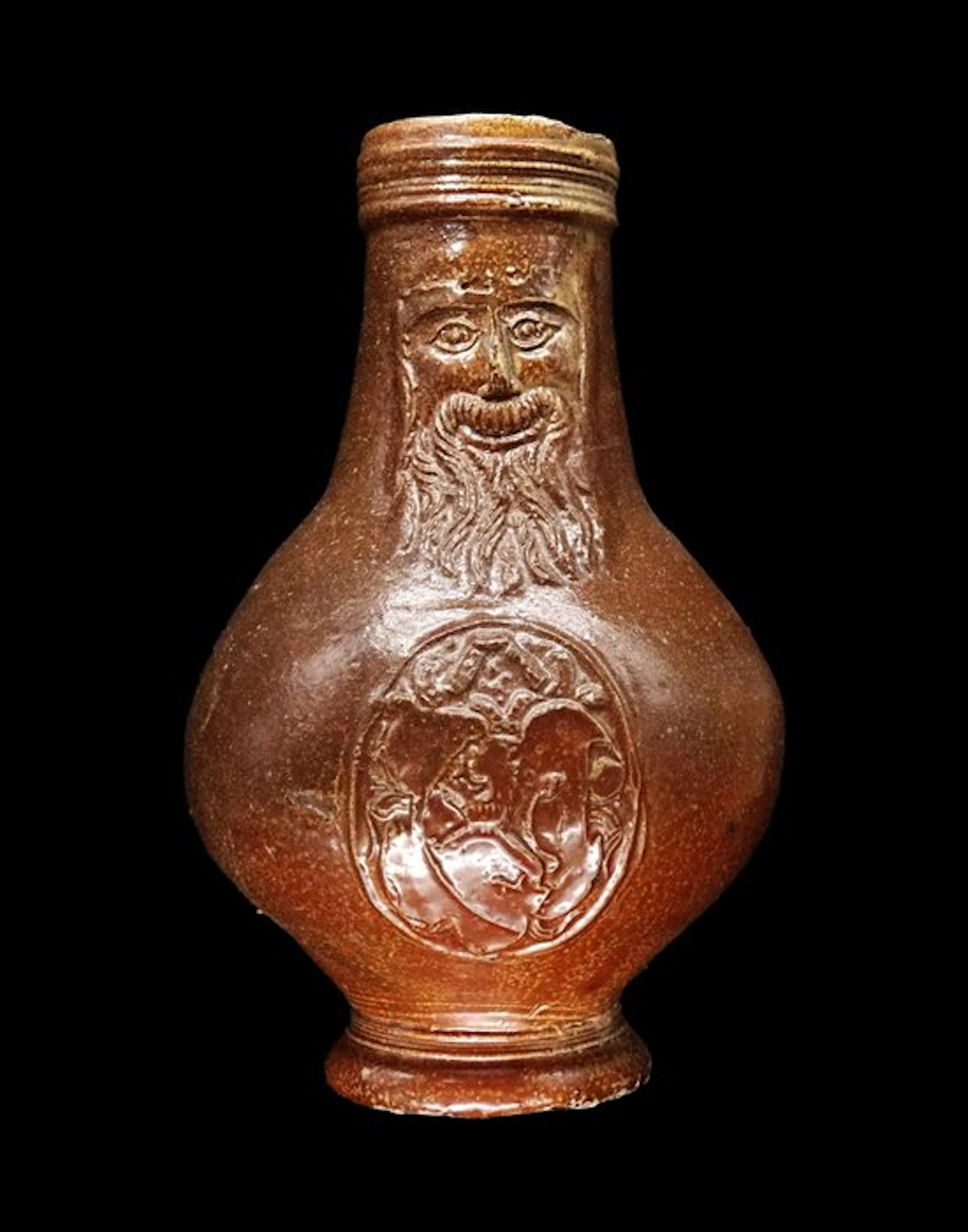 Post-medieval - Raeren jar Bellarmine Bartmann with medallion - 17th century.