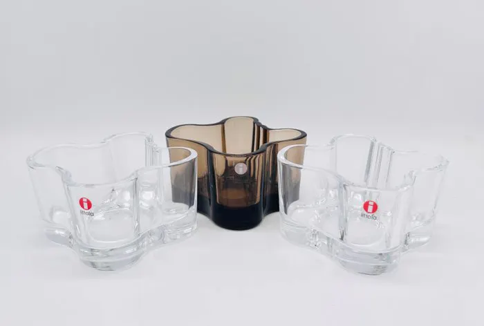 Iittala - Alvar Aalto - Candleholder (3) - Glass - 3 Aalto candleholders