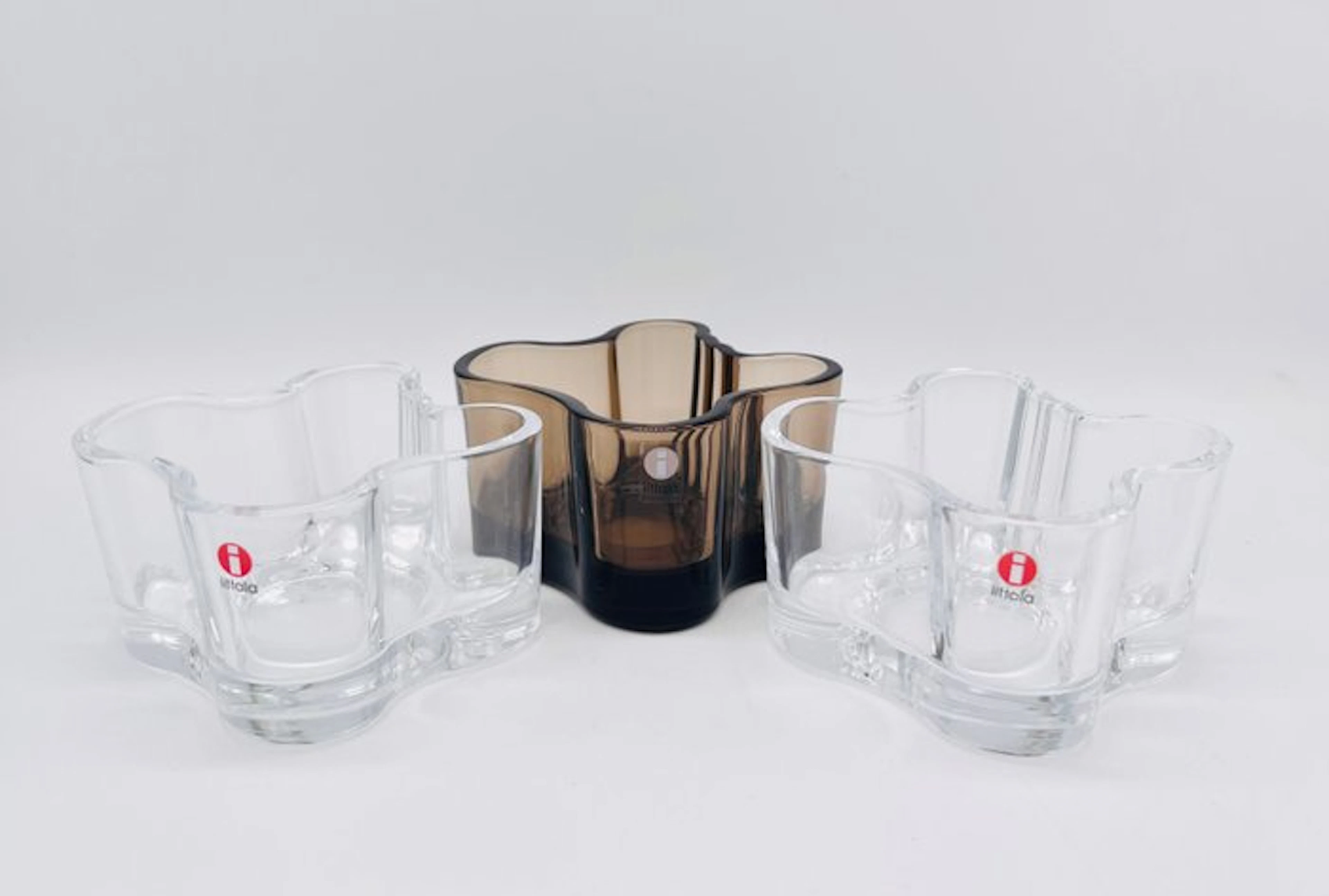 Iittala - Alvar Aalto - Candleholder (3) - Glass - 3 Aalto candleholders