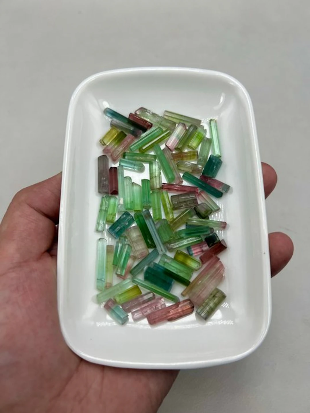 Bicolour tourmaline Crystals - Height: 15 mm - Width: 8 mm- 41 g - (1)