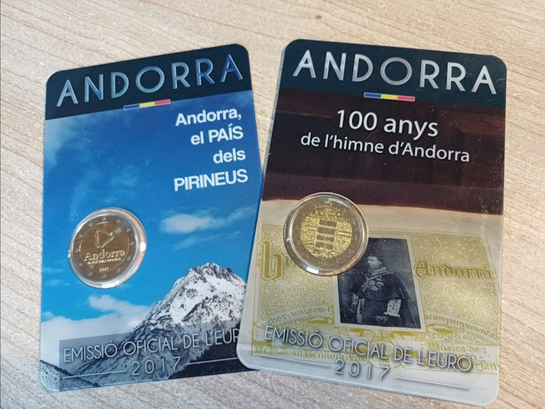 Andorra. 2 Euro 2017 "Hymne d'Andorre" + "Pireneus" (2...