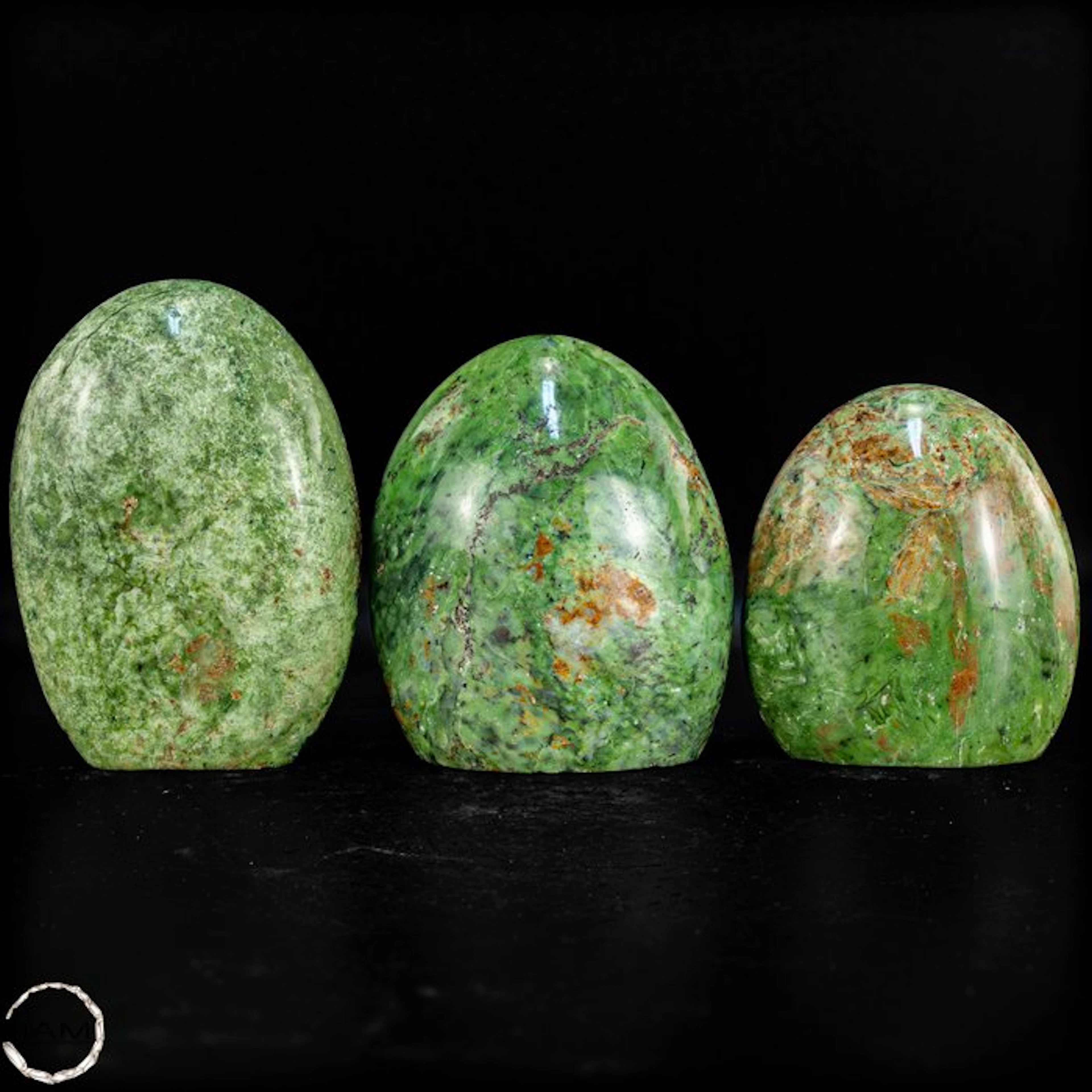 Natural chrysoprase free-form set – Vibrant greens with...