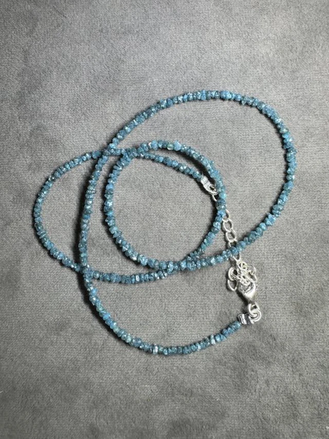 Rough diamonds necklace Blue+ Silver 925 - 20.45 carats...