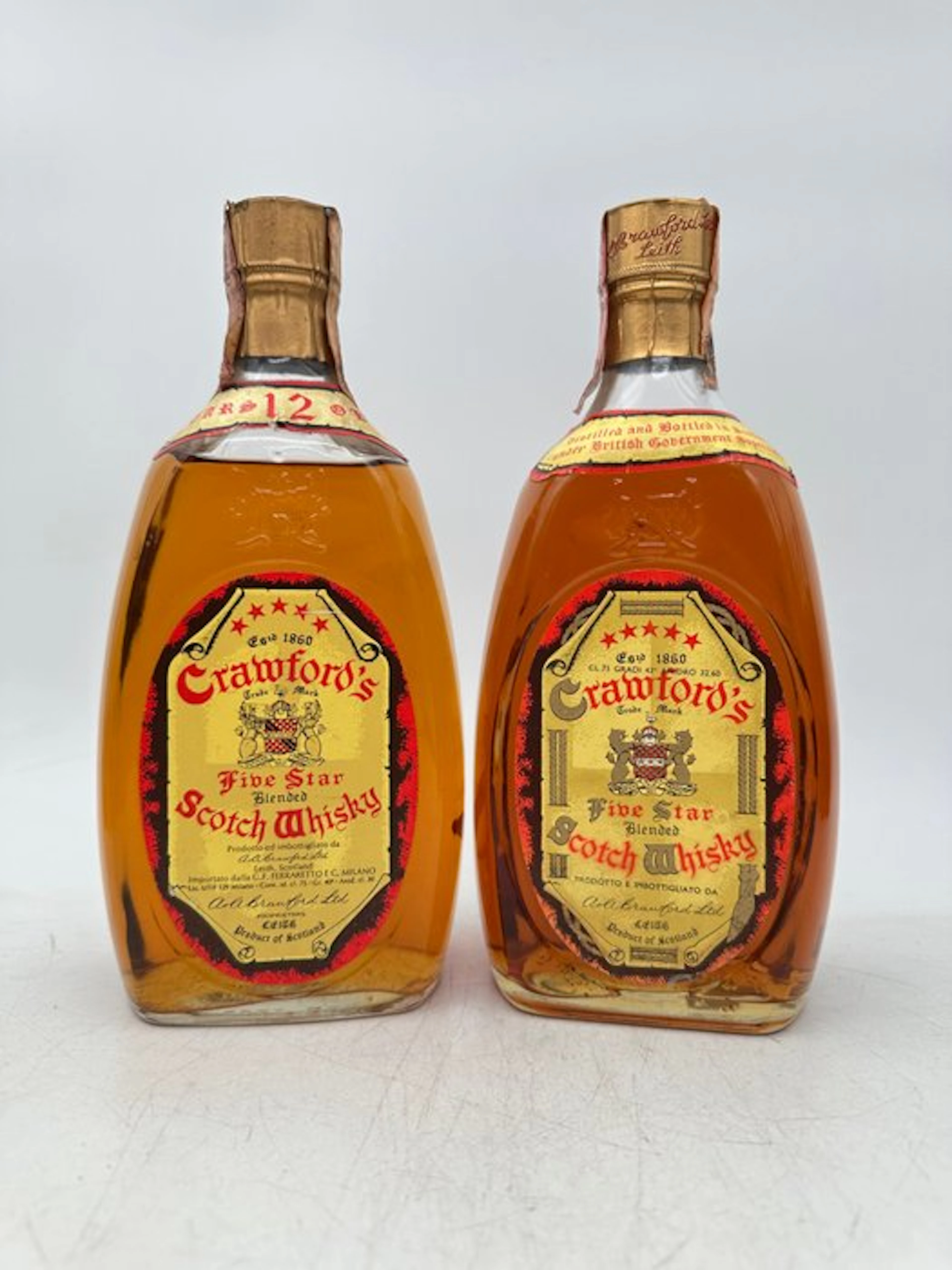 Crawford's 12yo Five Star & Five Star - b. 1970s - 75cl - 2 bottles
