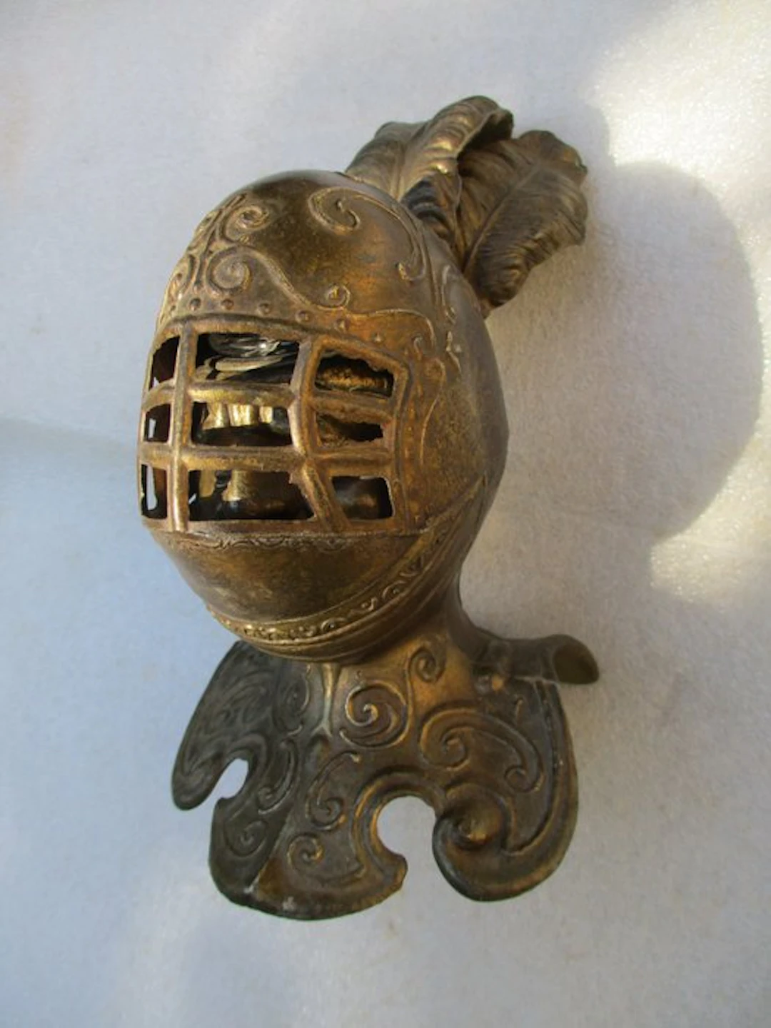 Inkwell - Helmet, Renaissance knight, Metal circa 1900