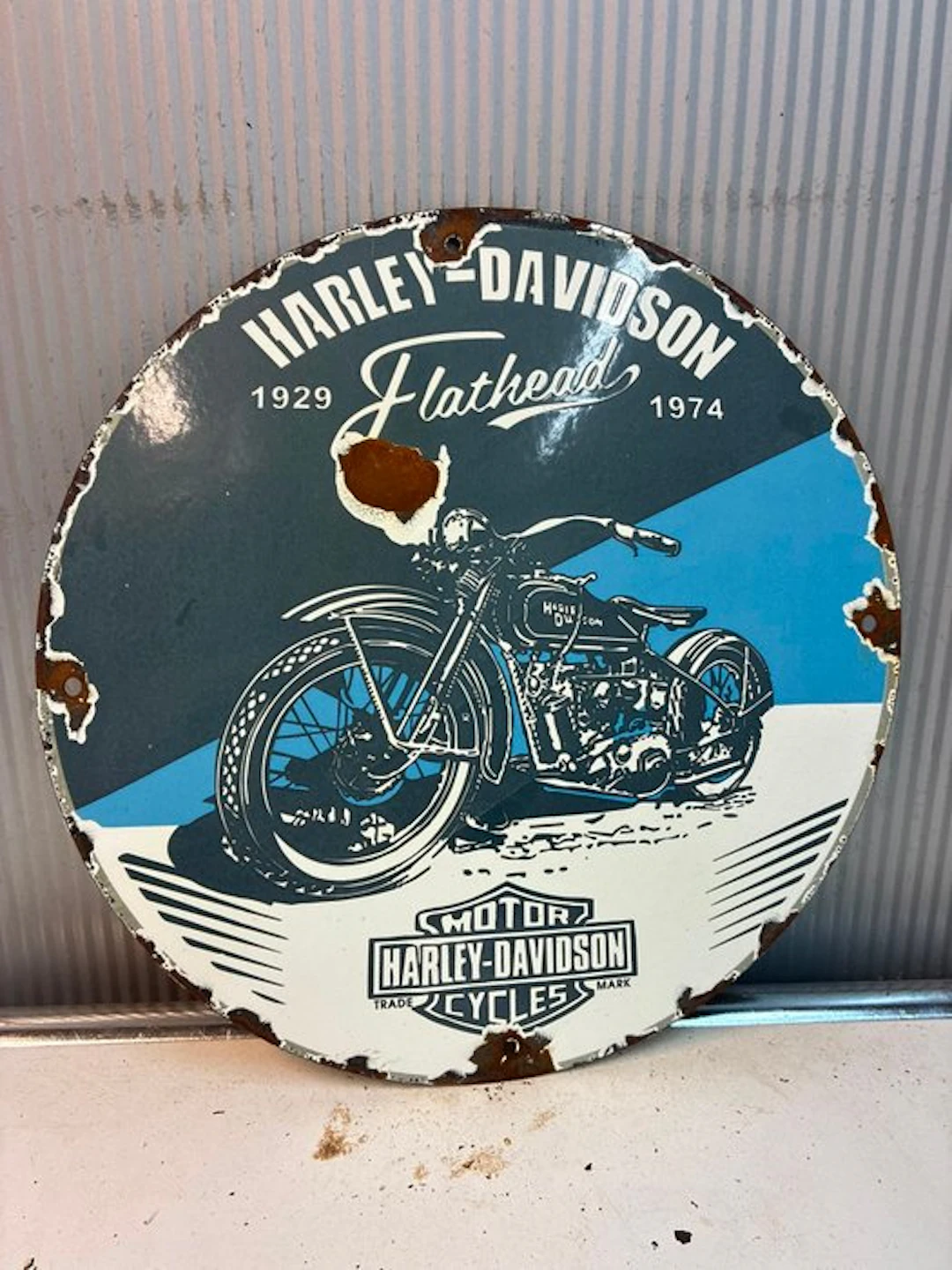 Harley-Davidson Flathead – Motorcycles – Rond Emaille...