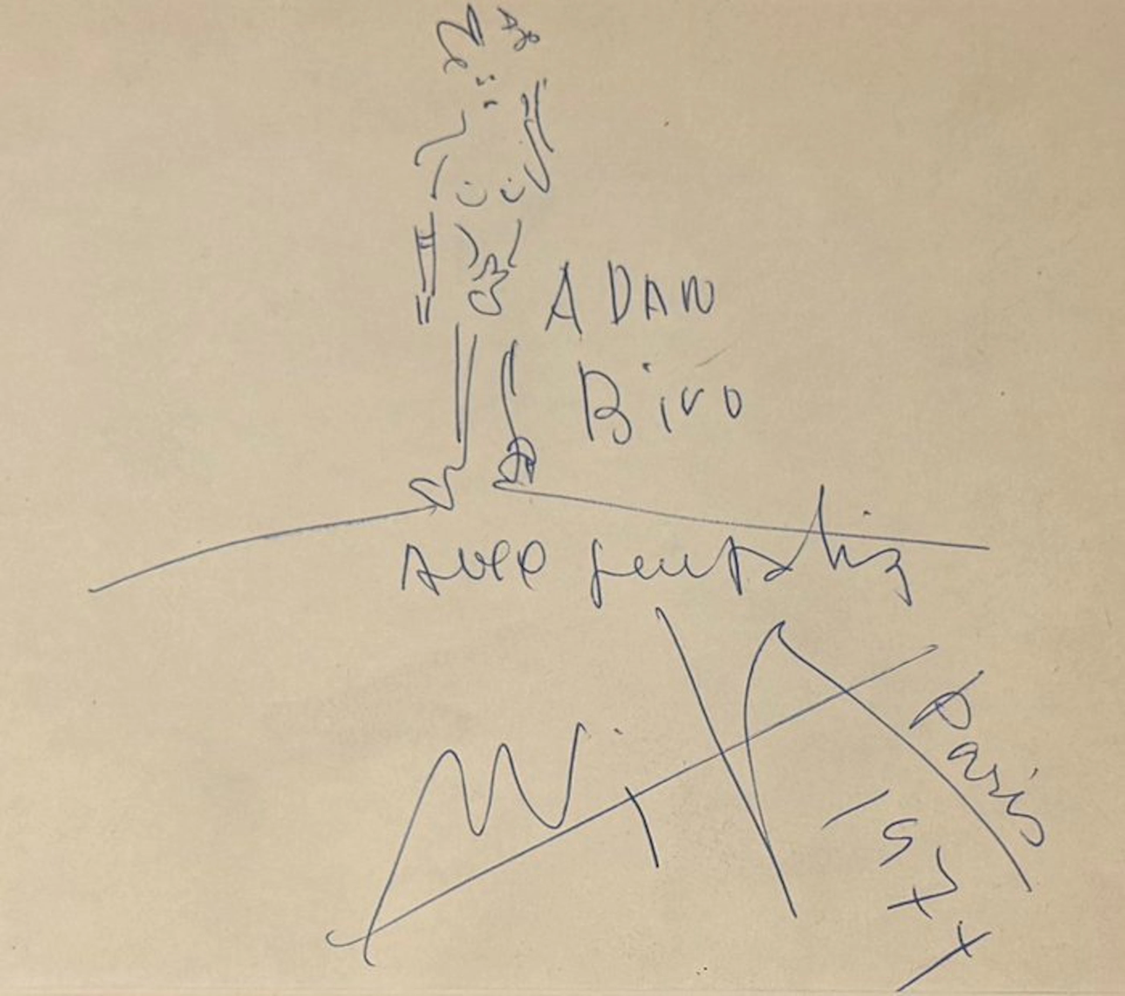 Wifredo Lam (1902-1982) - Dessin offert à Adam Biro