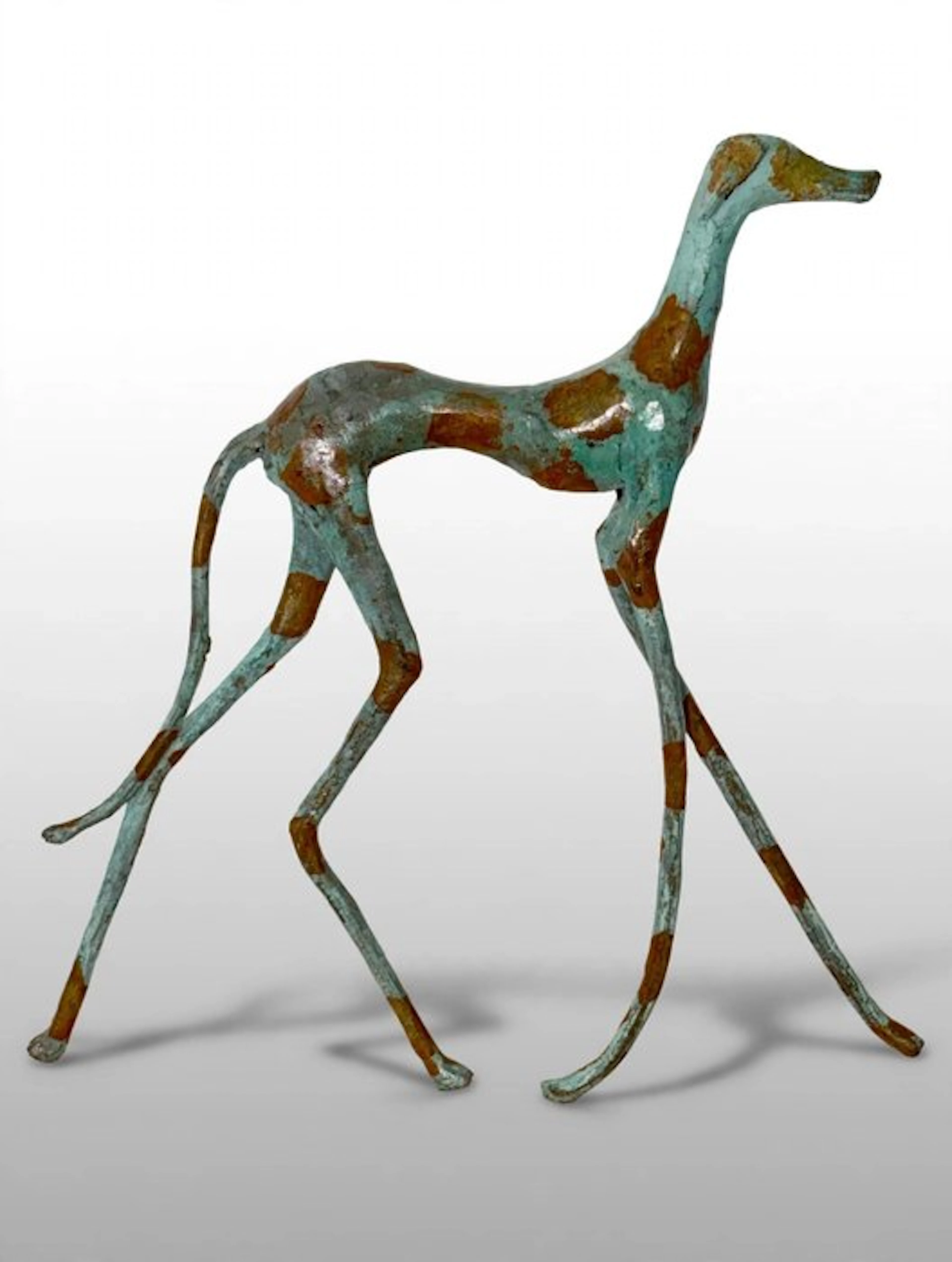 Abdoulaye Derme - Sculpture, Lévrier stylisé en bronze - 33 cm - Bronze