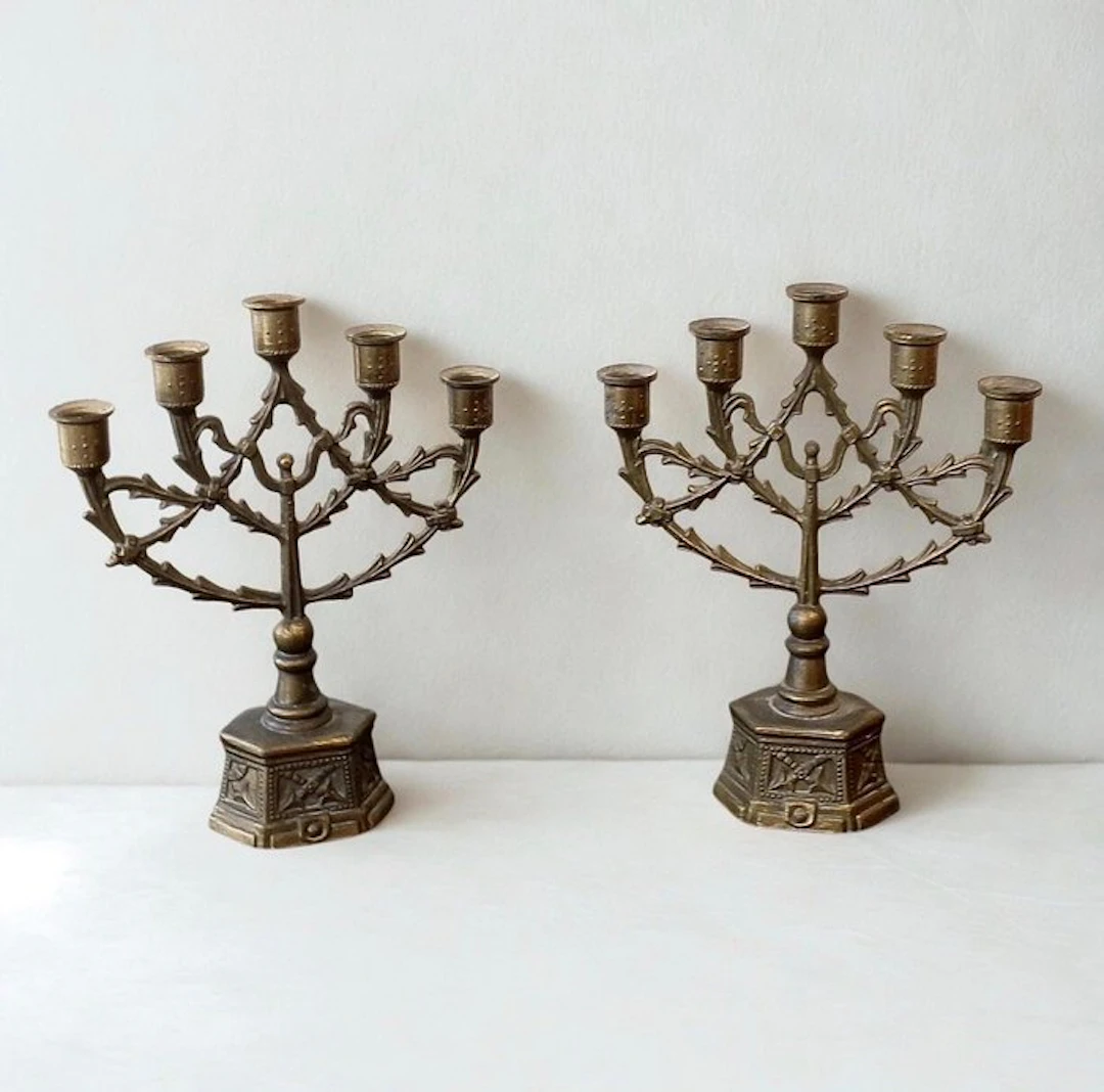 Candleholder (2) - Metal, Brass