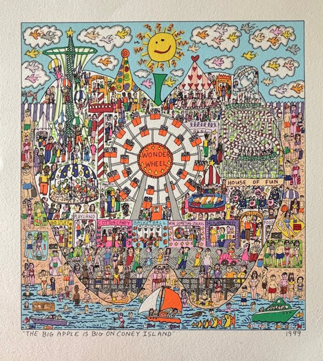 James Rizzi (1950-2011) - The Big Apple is Big on Coney Island