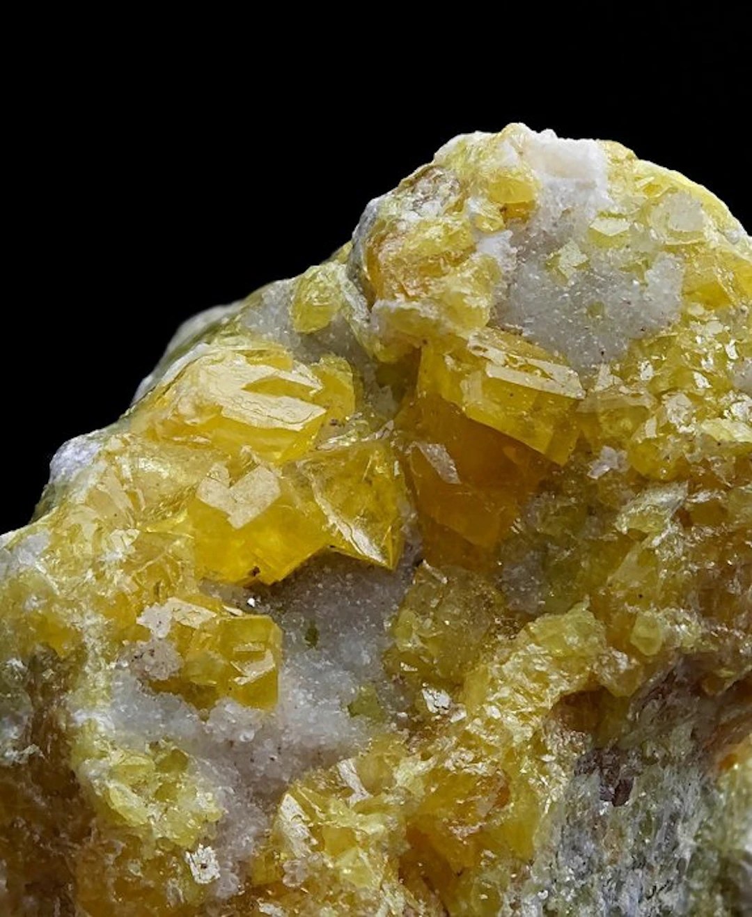 RARE YELLOW SULFUR with FLUORESCENT and PHOSPHORESCENT ARAGONITE