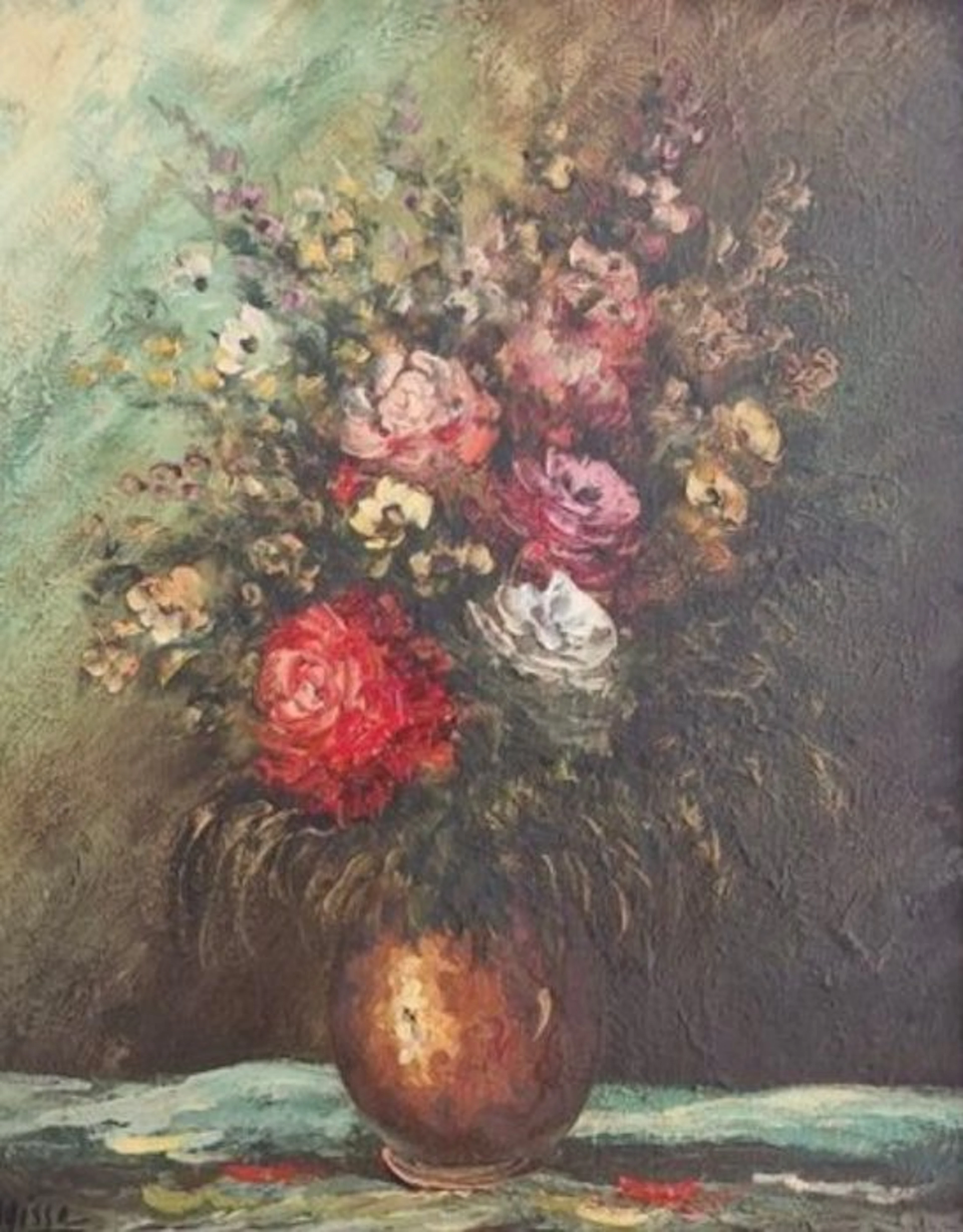 Robert Mogisse (Né en 1933) - Bouquet de fleurs dans un vase