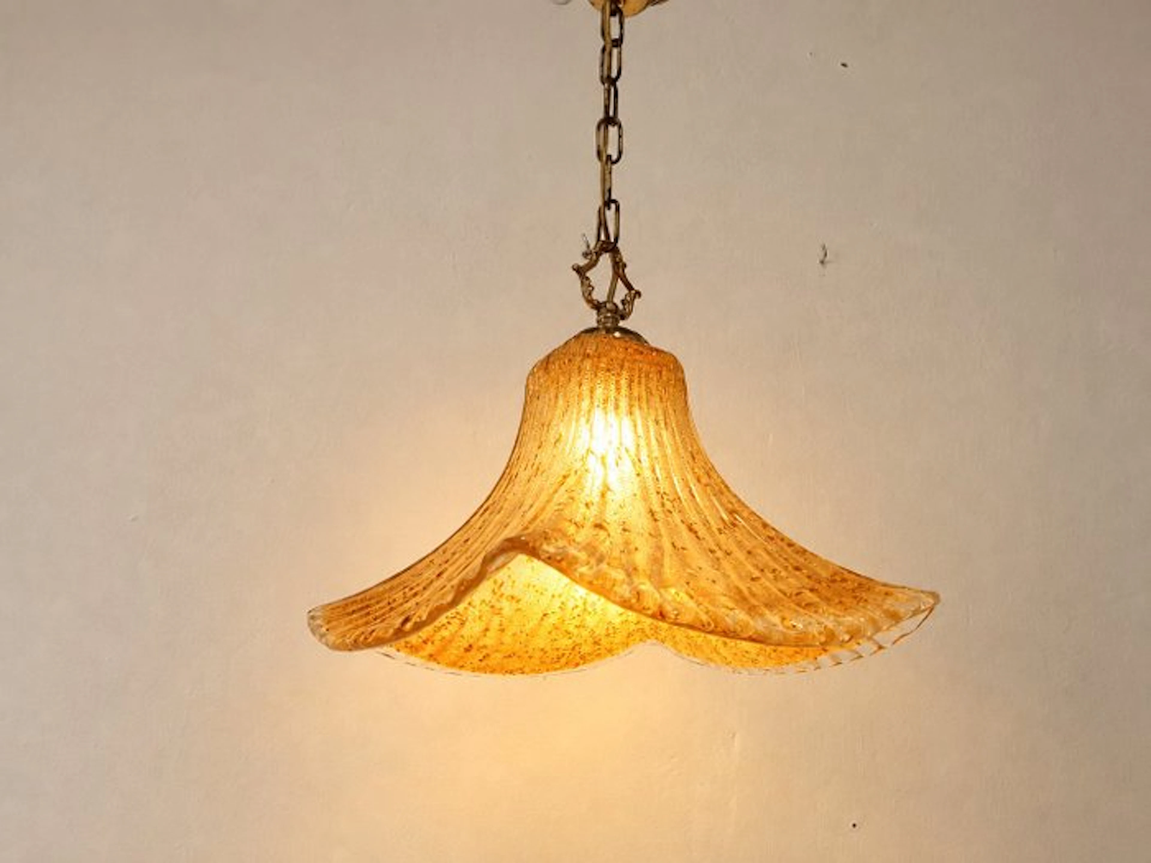 Lamp - Amber ceiling lamp in Murano style