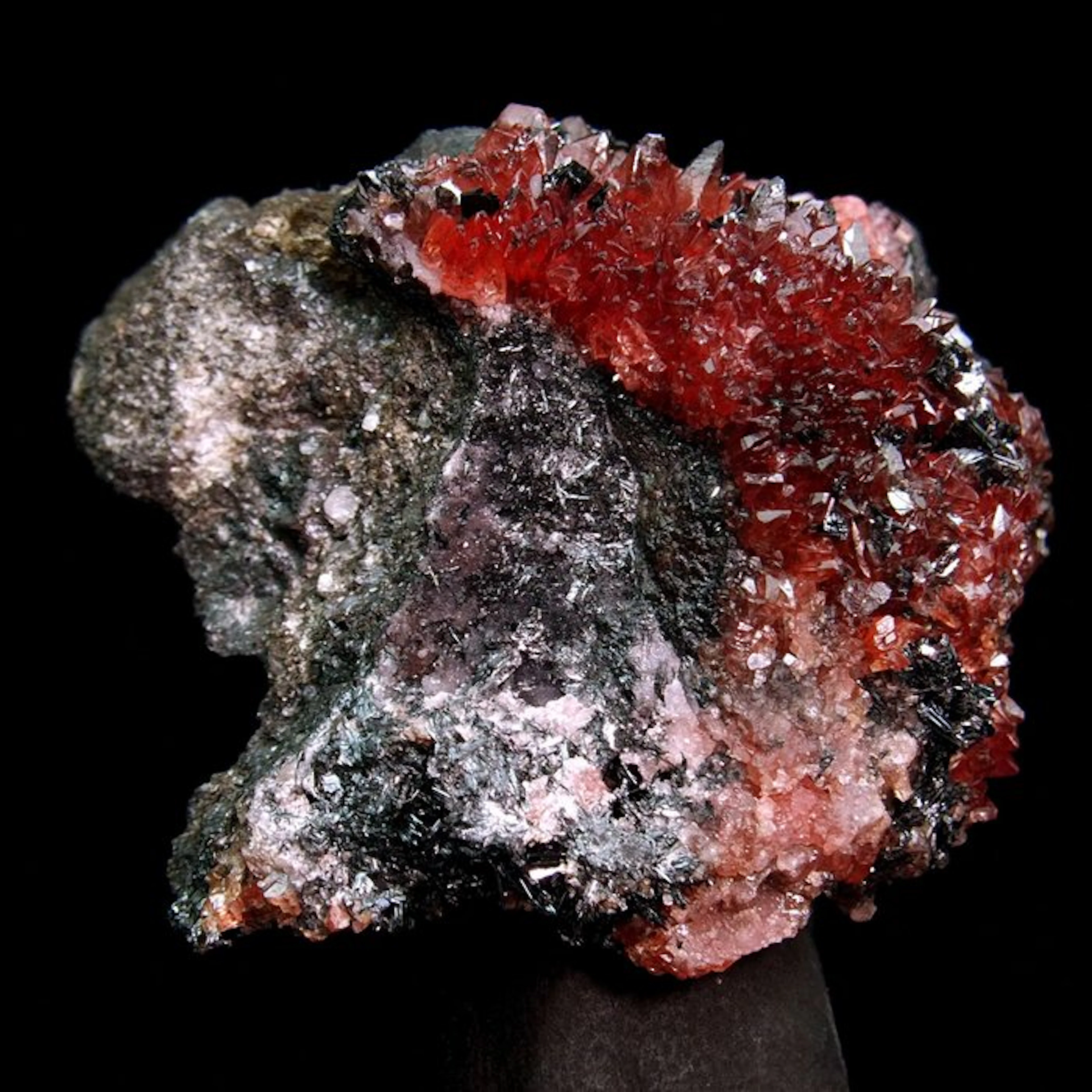 Rhodochrosite with Pyrolusite - Moanda mine