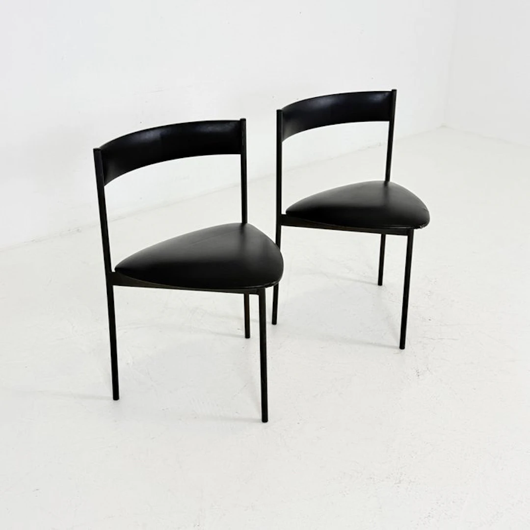 Dining room chair - Metal, Leather - Set of two vintagechairs
