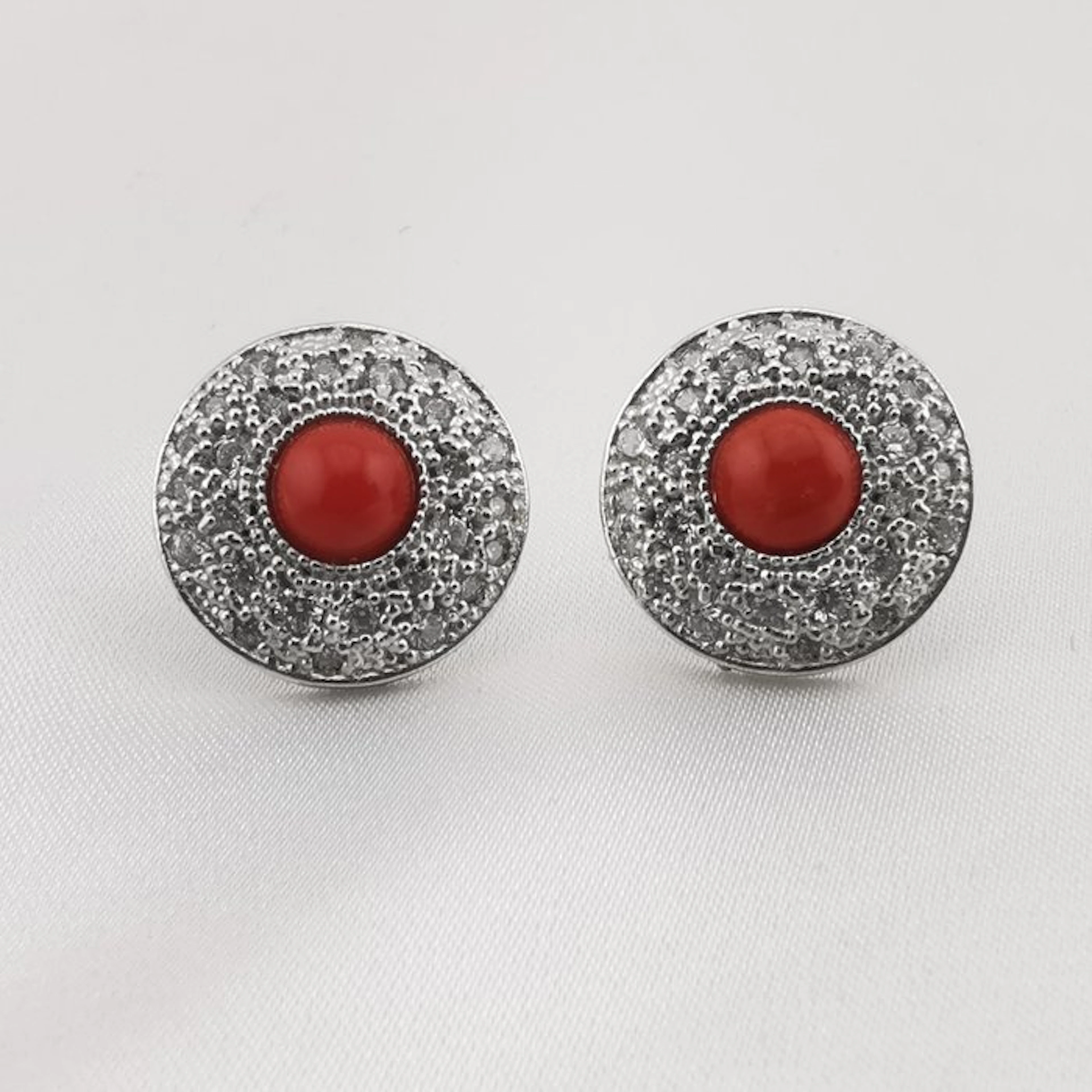 Coral - Silver - Earrings - Italian craftsmanship