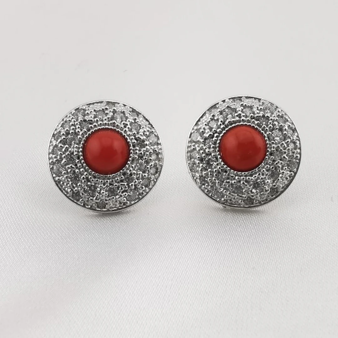 Coral - Silver - Earrings - Italian craftsmanship