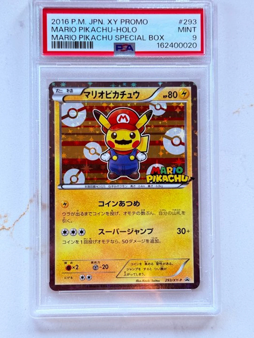 Pokémon - 1 Graded card - Mario Pikachu 293 Foil, Promo card - PSA 9 - XY