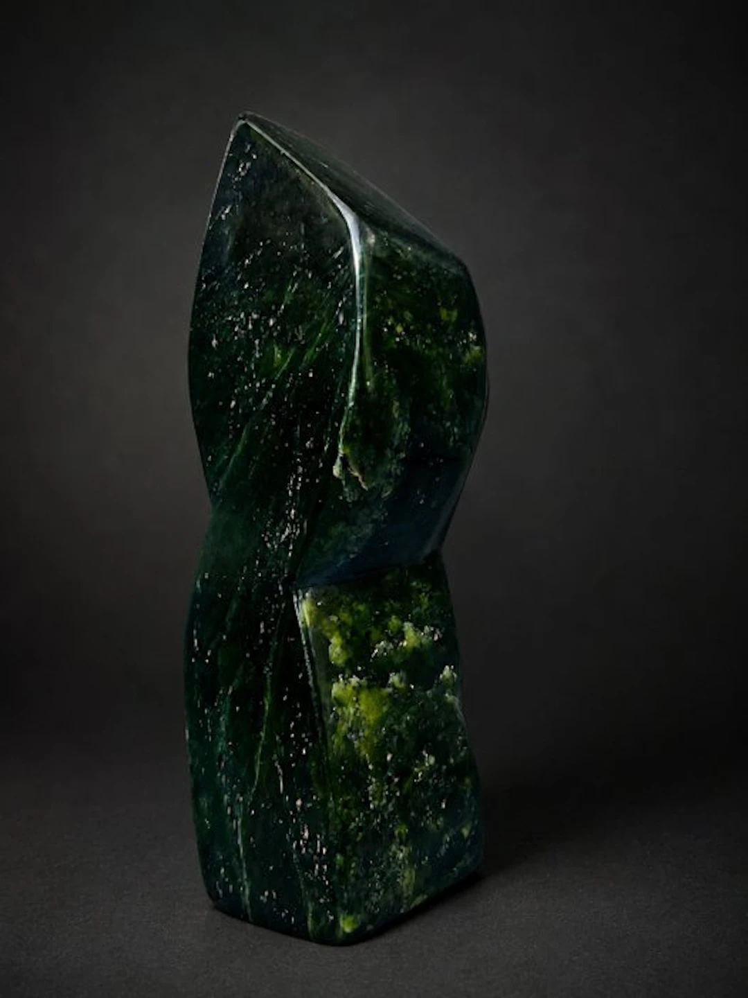 Natural Nephrite Jade Freeform Sculpture - Forest Green...