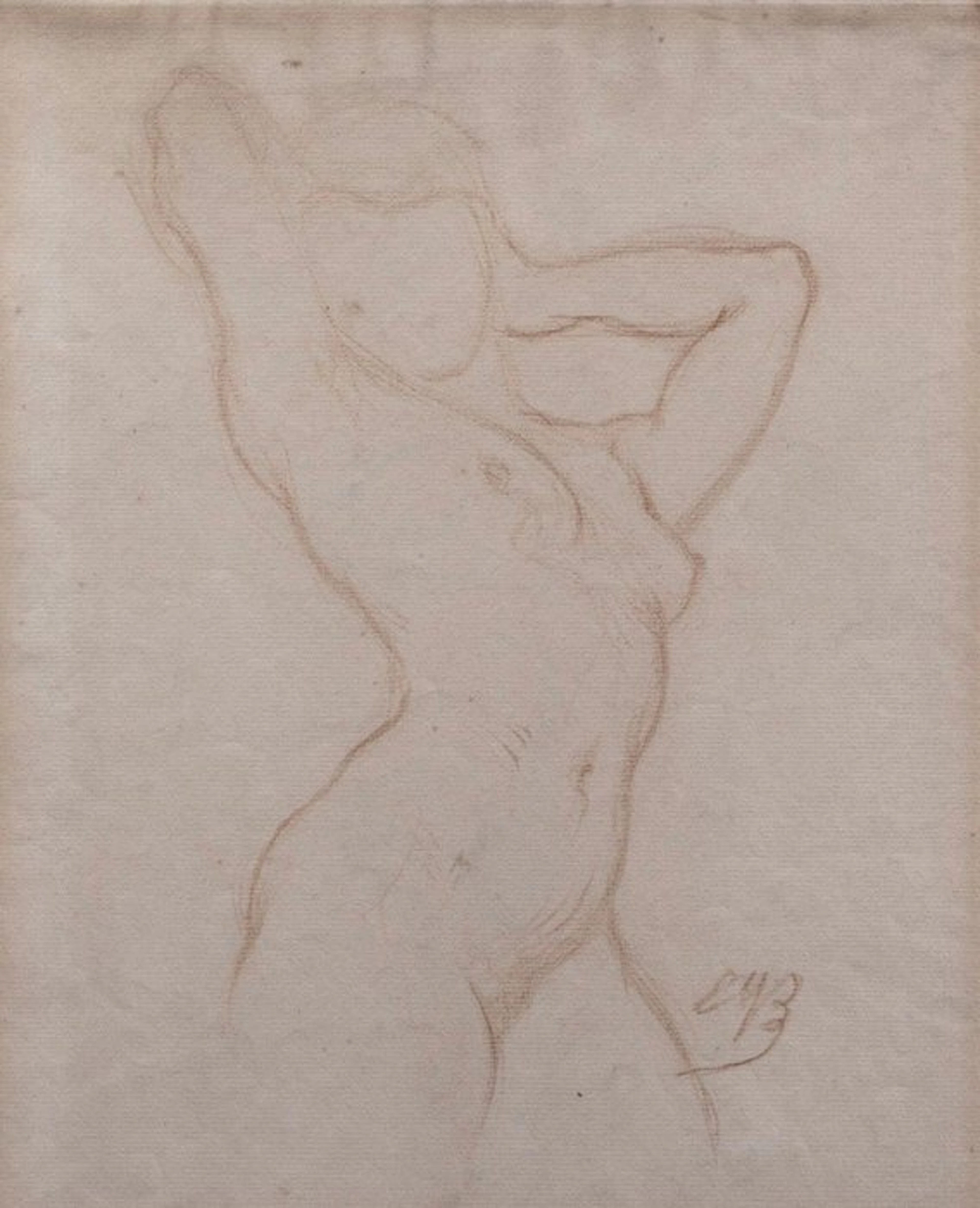 French school (XIX) - étude à la sanguine de femme nue...