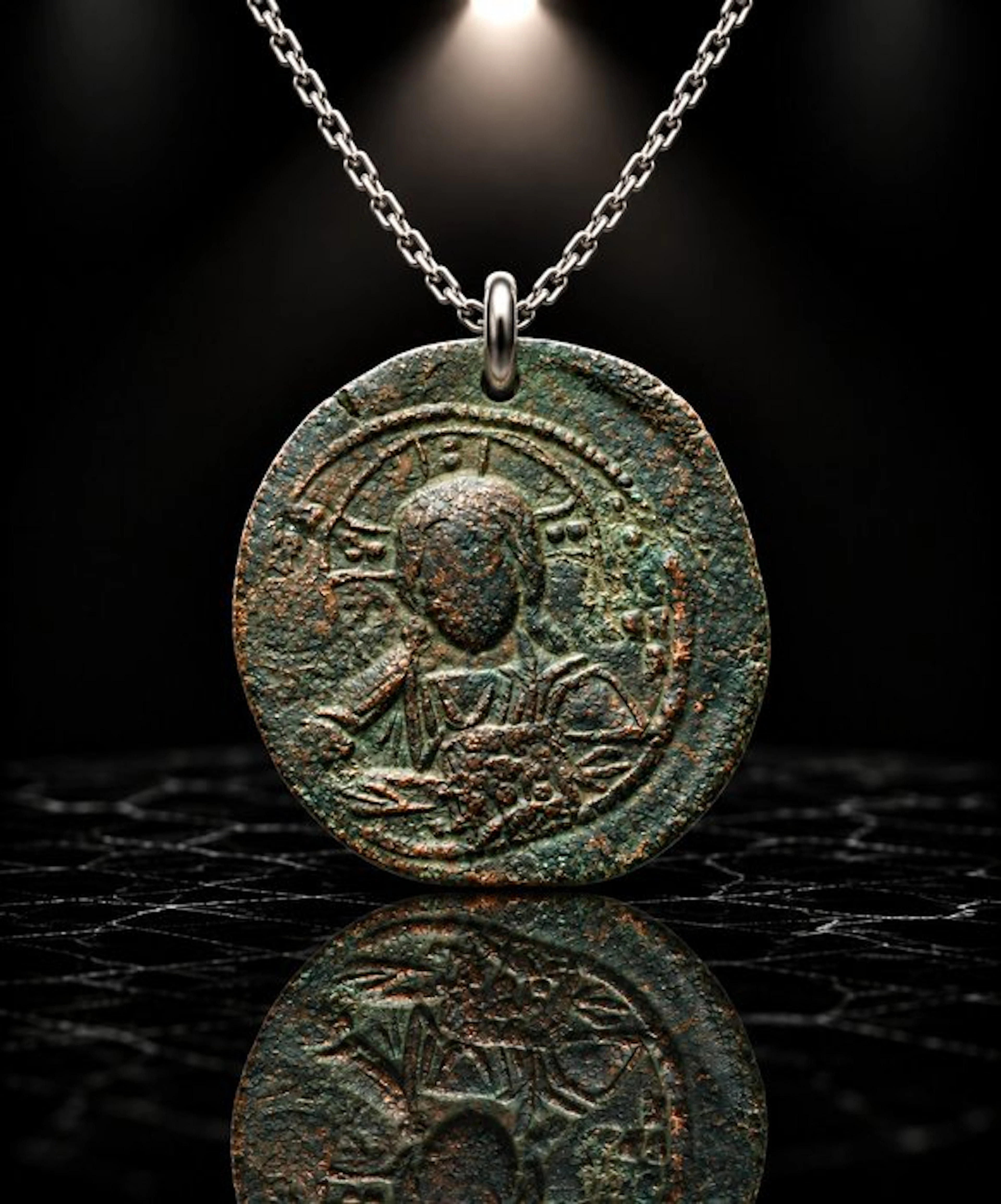 Byzantine Bronze “The Sacred Medallion” Devotional Coin...