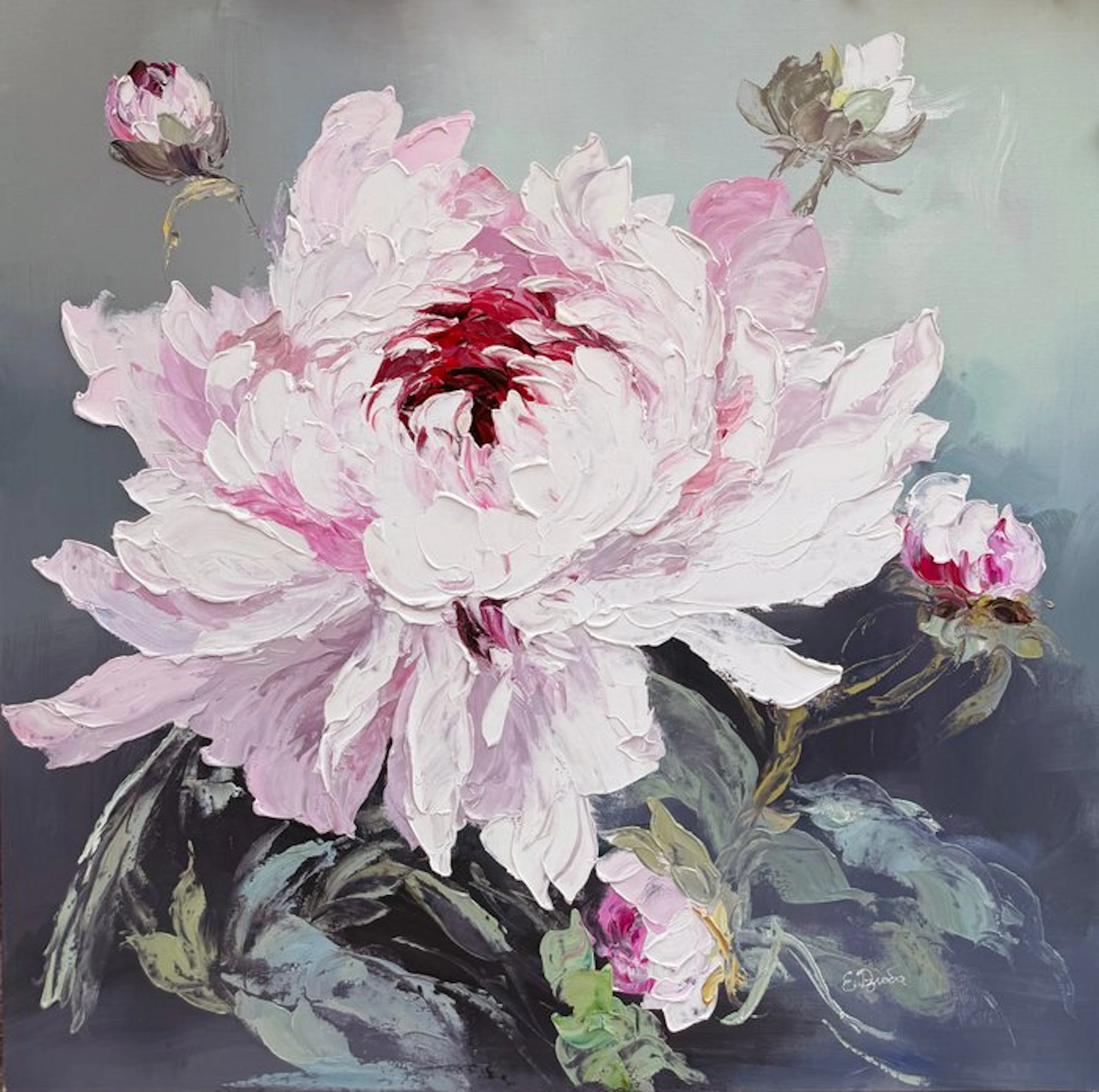 Ekaterina Dzuba (1982) - PIVOINES _ 100x100cm.