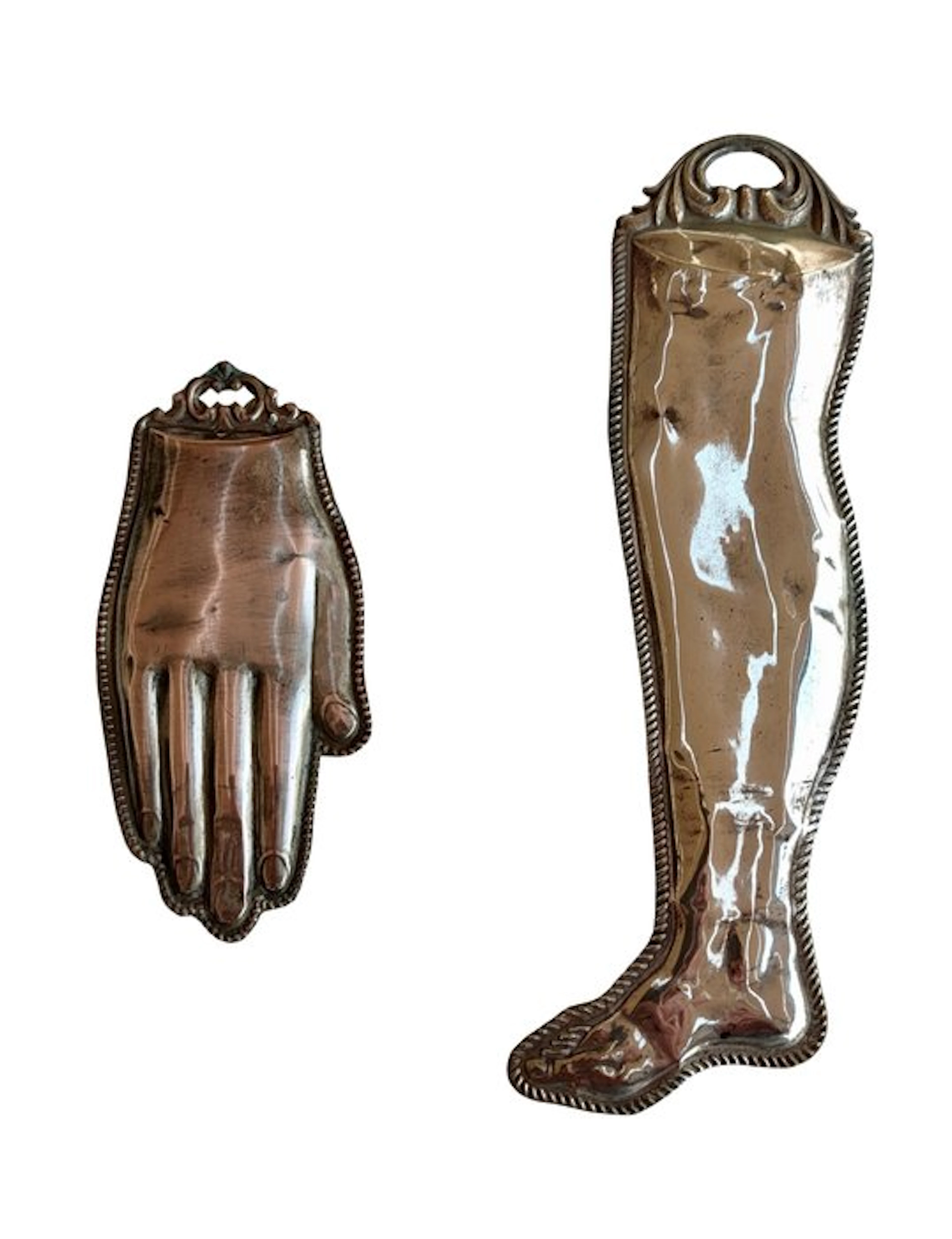 Vintage Ex voto (2) - Silverplated - 1950-1960 - Ex Voto of Hand and Leg