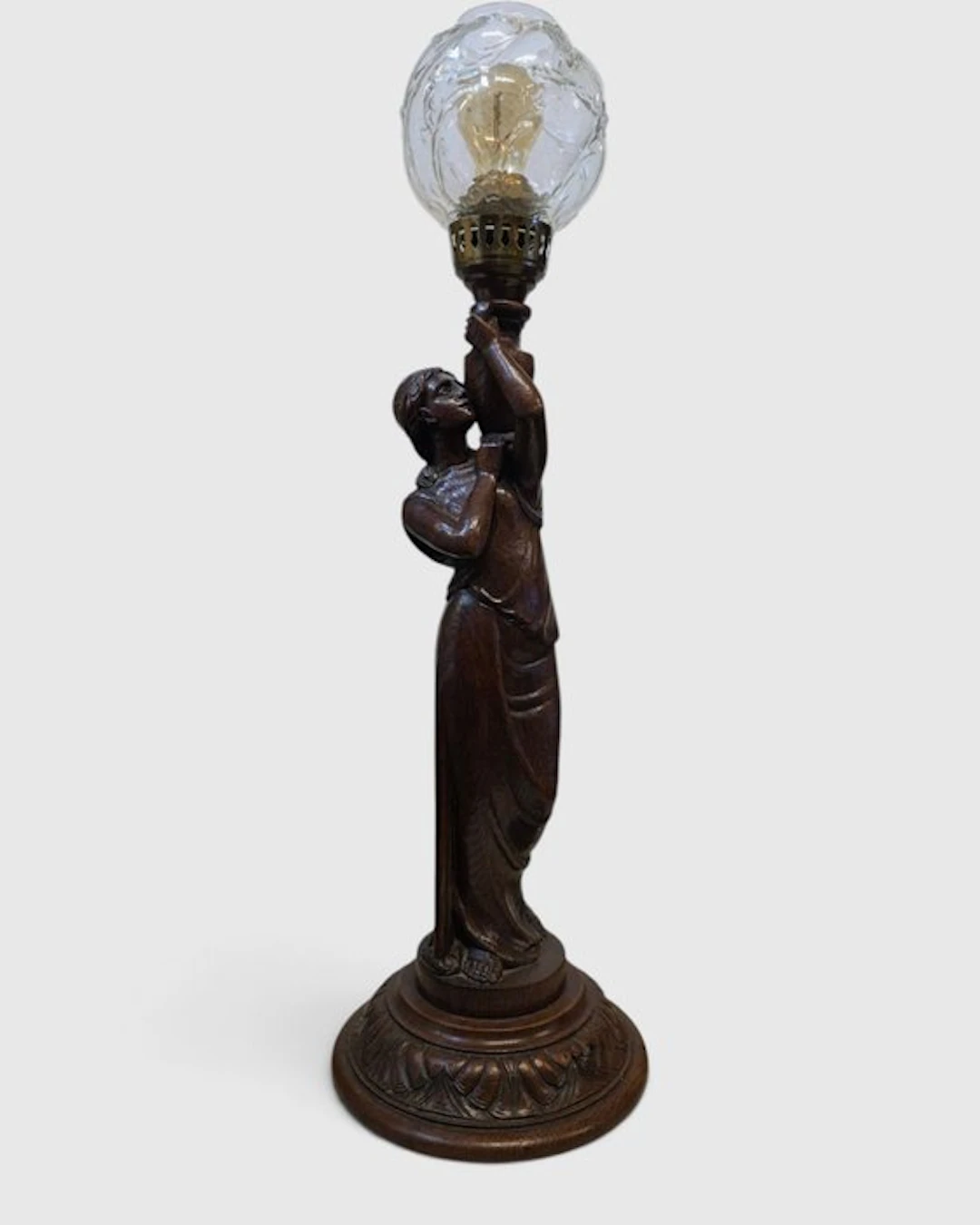 Lamp - Wood - carved wooden lamp
