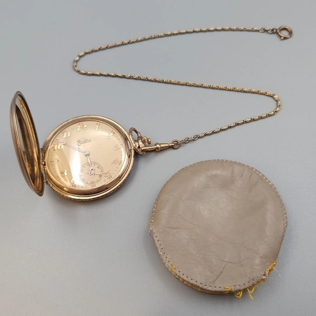 Vintage ZentRa Taschen Uhr – Mechanisches Handaufzugswerk mit Kette - 1900-1949