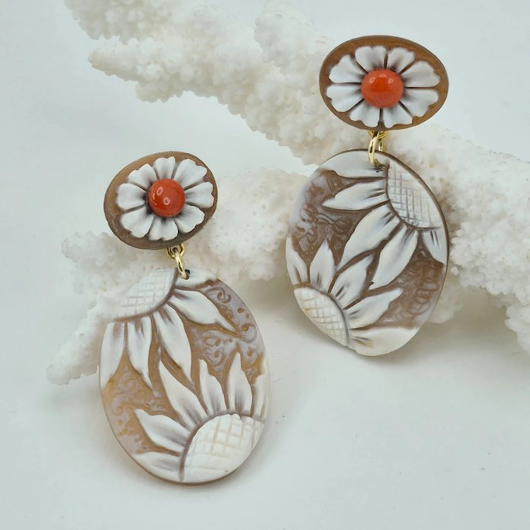 Coral - Silver - Earrings - CORALLO MEDITERRANEO