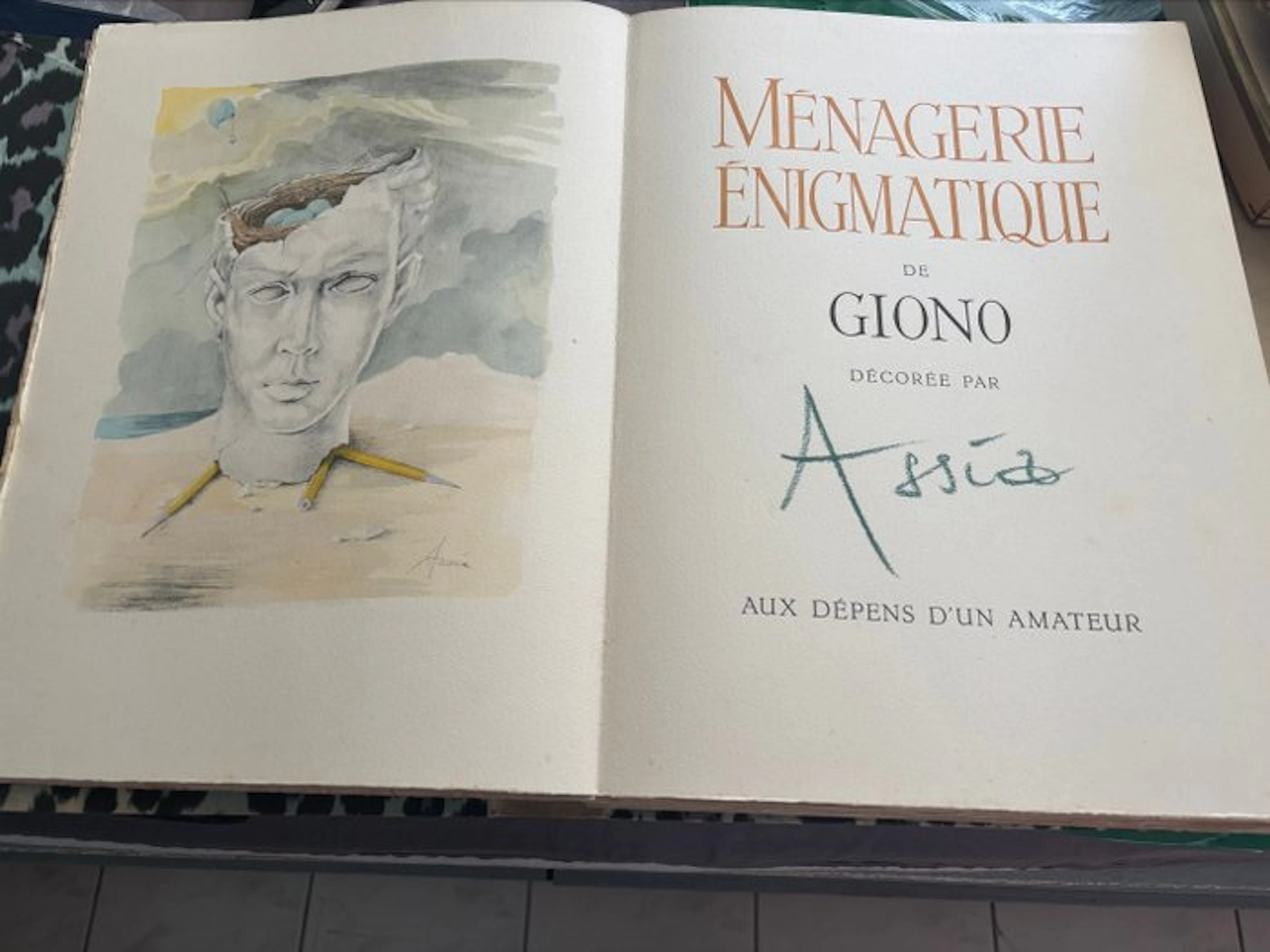 Jean Giono. Assia - Ménagerie Enigmatique [with dedication] - 1961