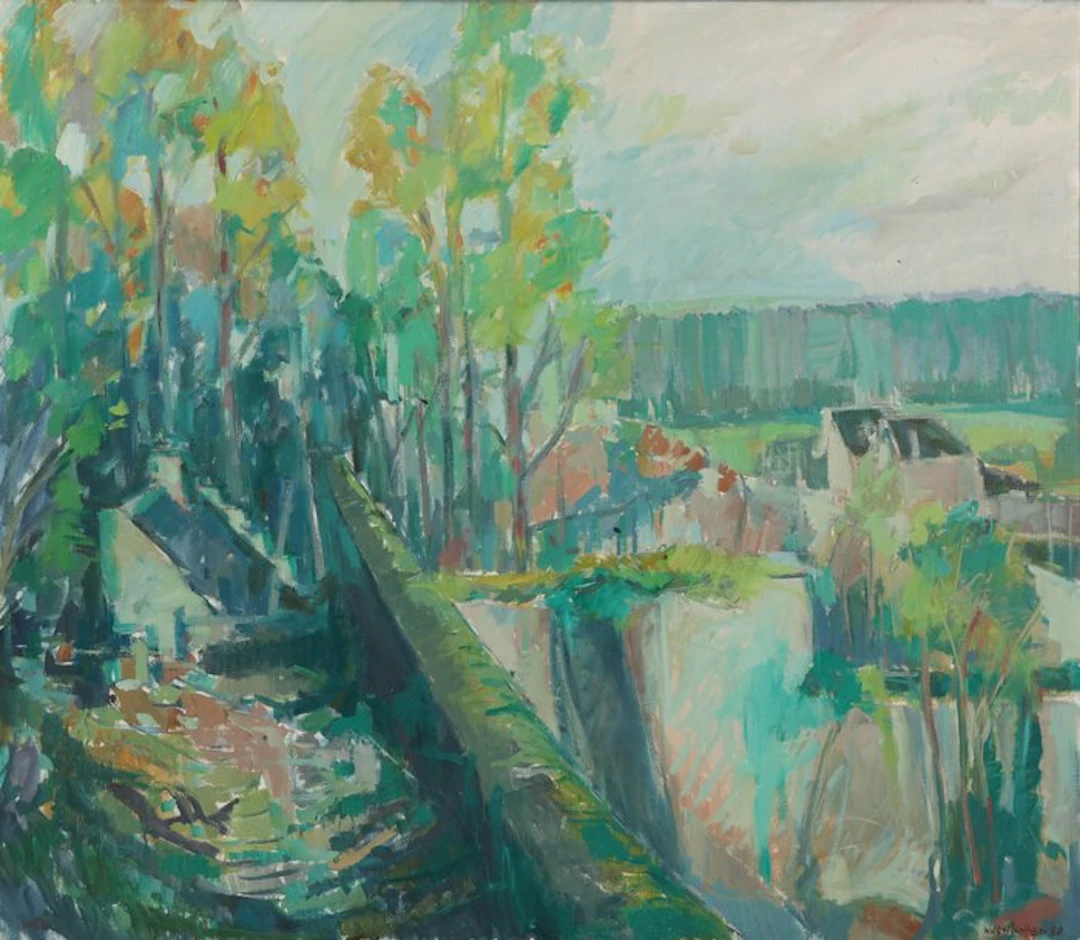 Willem Janssen (1950) - Chateau Neercanne met uitzicht op grenskantoor