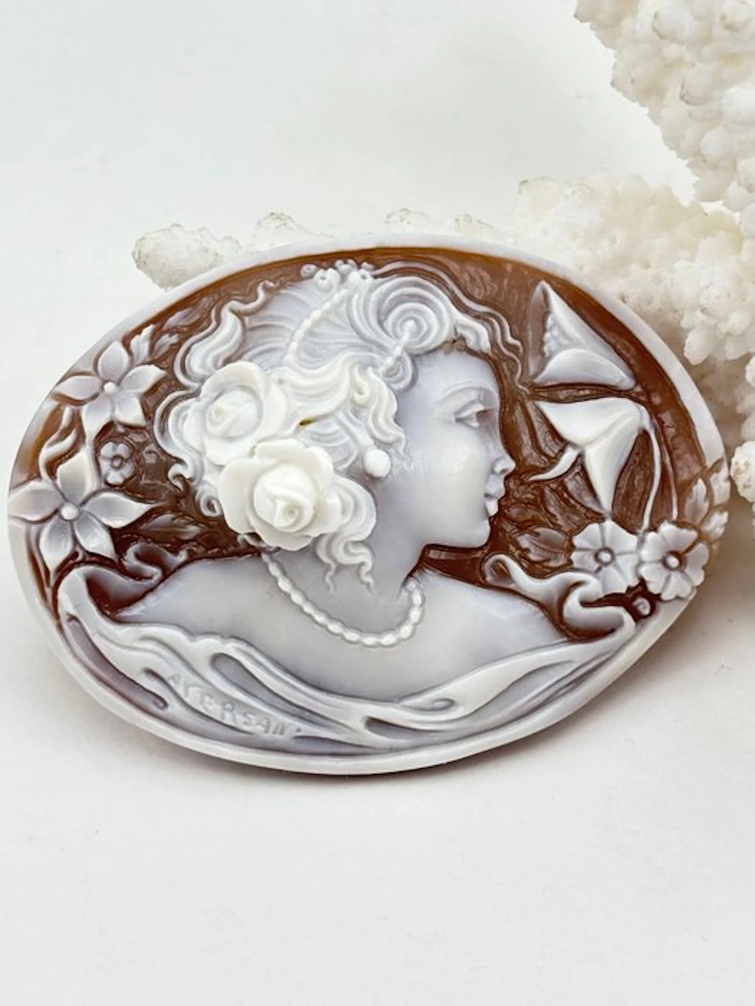 Cassis madagascariensis - Cameo - Hand-engraved cameo