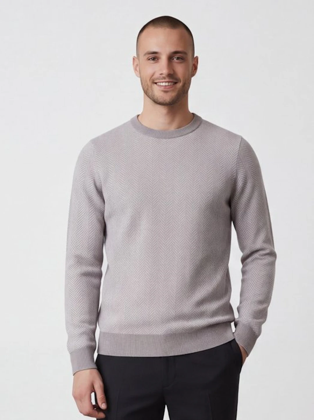 Doriani-Pure Cashmere-Herringbone-48 - Jumper - New with tags