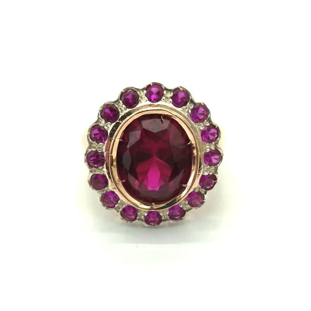 No reserve price - Ring - 9 kt. Rose gold, Silver Spinel - Spinel